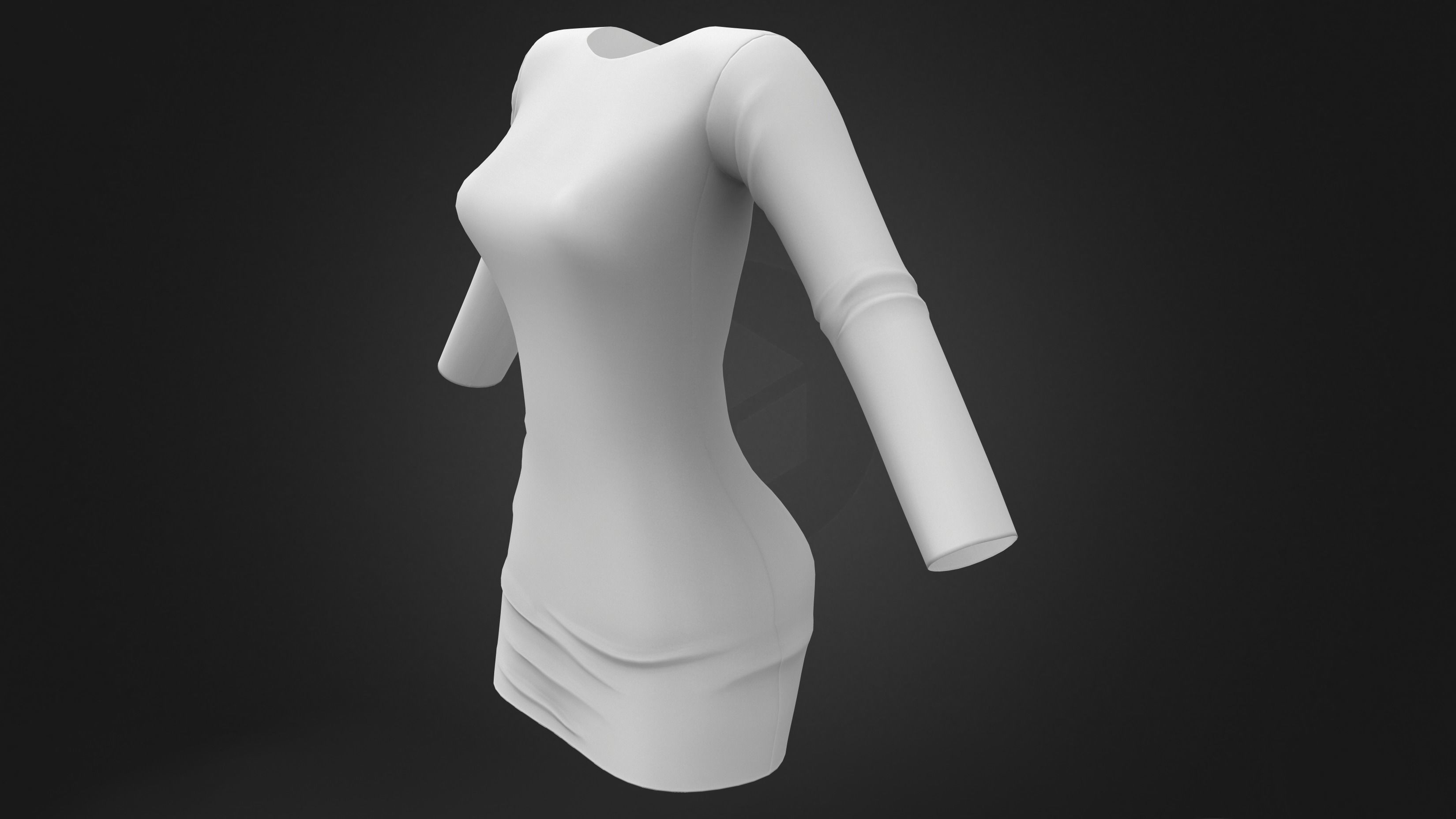 Party Backless Hip Side Slit Cutout Black Dress Low-poly 3D model_10