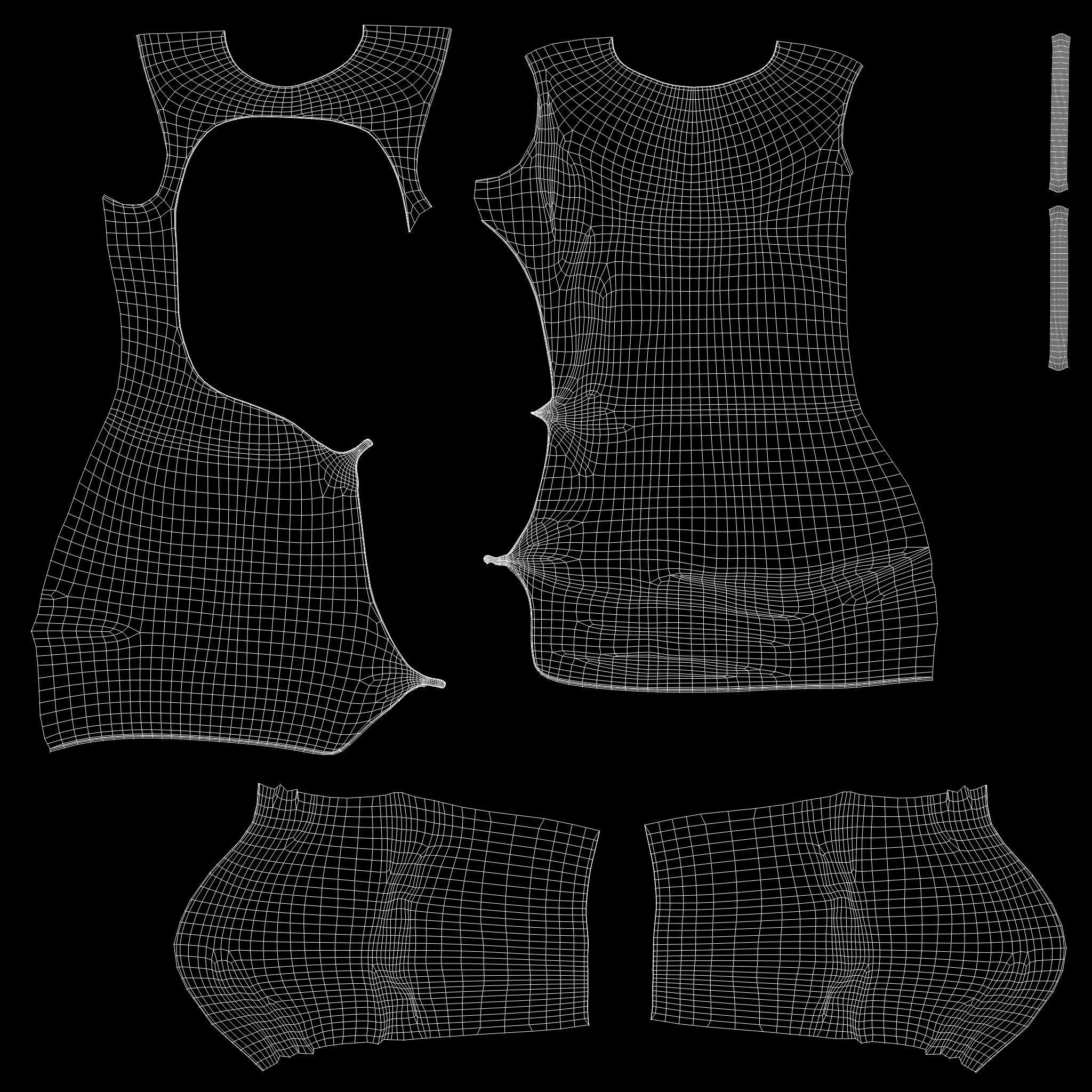 Party Backless Hip Side Slit Cutout Black Dress Low-poly 3D model_16