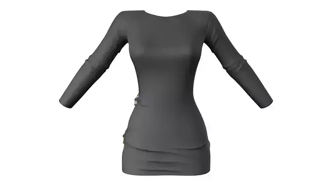 Party Backless Hip Side Slit Cutout Black Dress Low-poly 3D model Party Backless Hip Side Slit Cutout Black Dress Low-poly 3D model