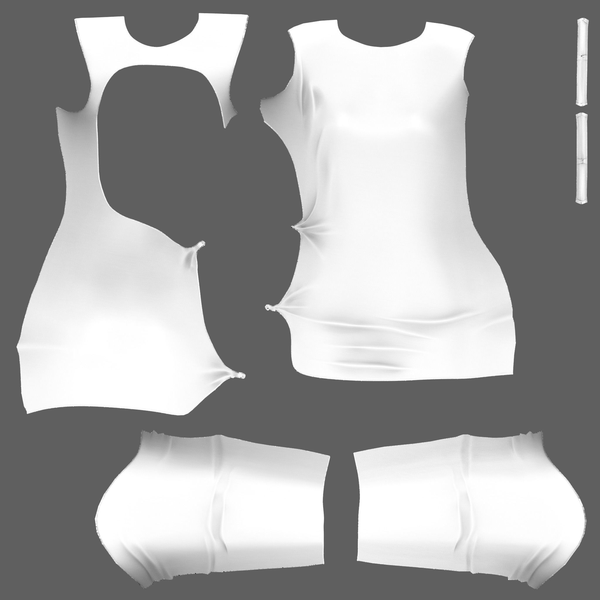 Party Backless Hip Side Slit Cutout Black Dress Low-poly 3D model_15