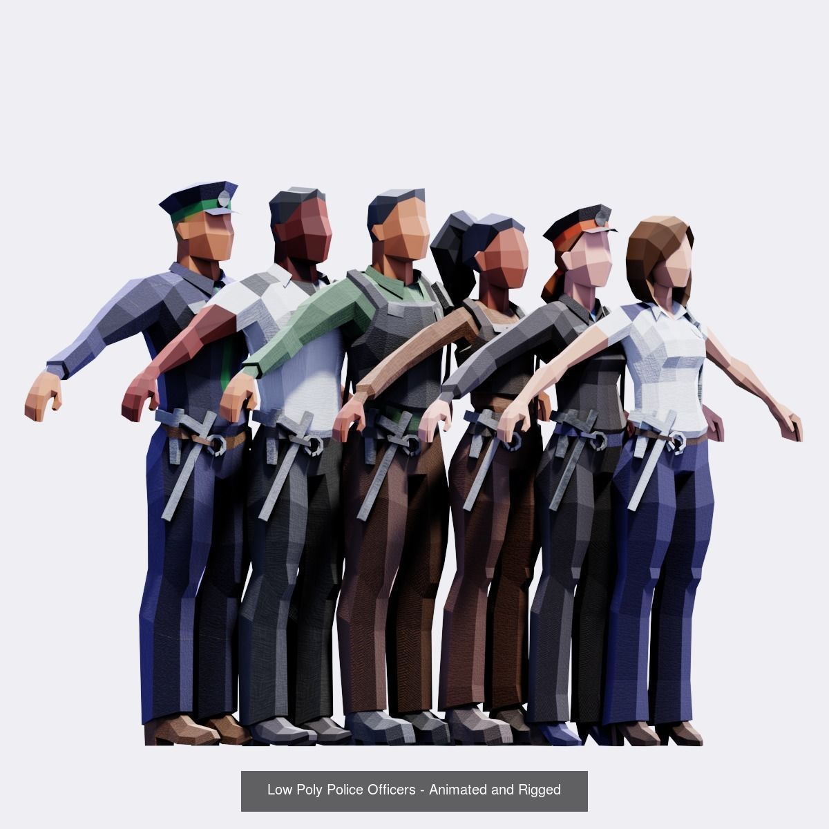 Low Poly People - Animated and Rigged Compilation 3D Model Collection_9