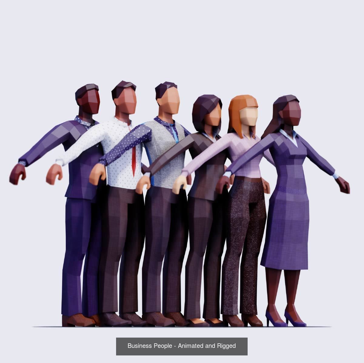 Low Poly People - Animated and Rigged Compilation 3D Model Collection_23