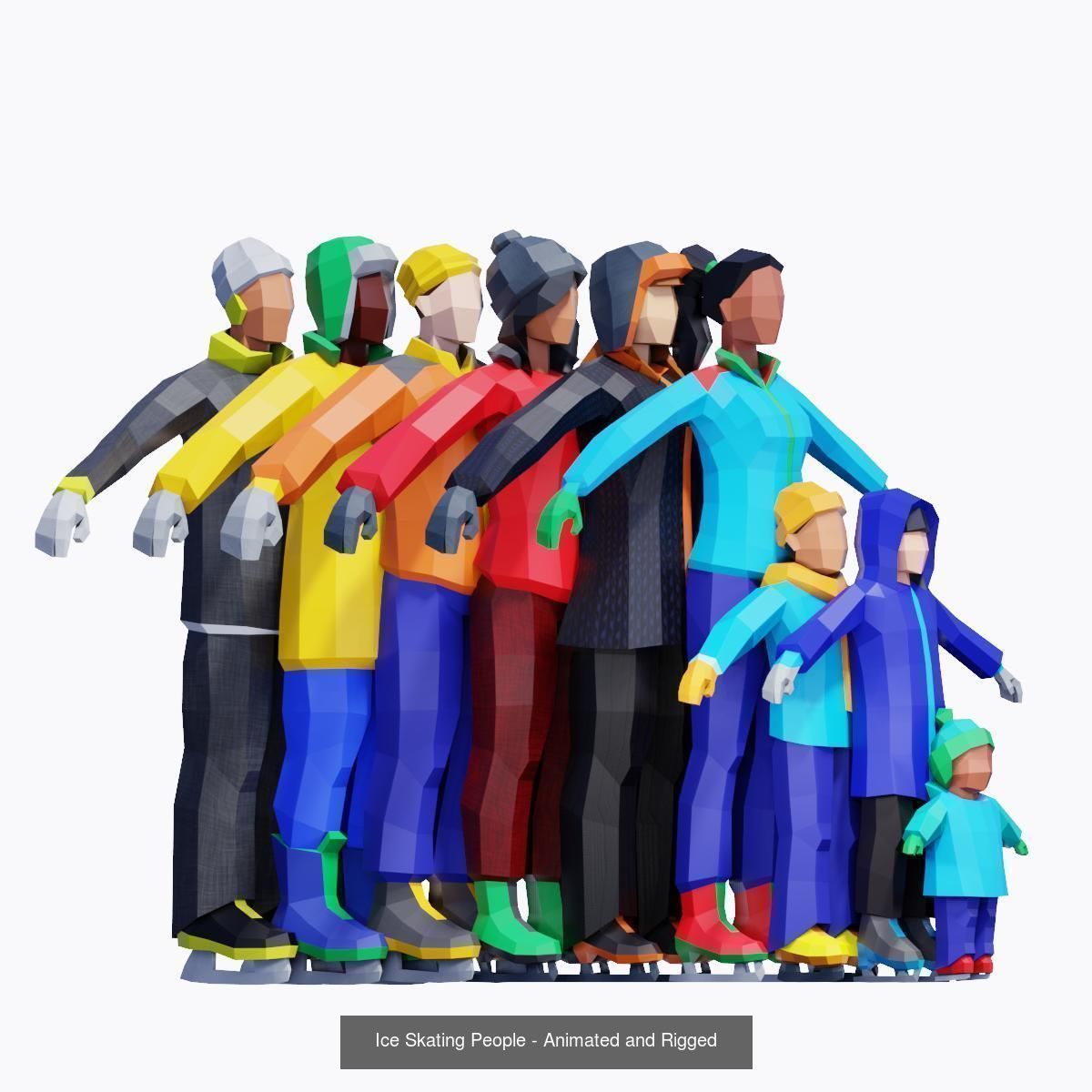 Low Poly People - Animated and Rigged Compilation 3D Model Collection_5