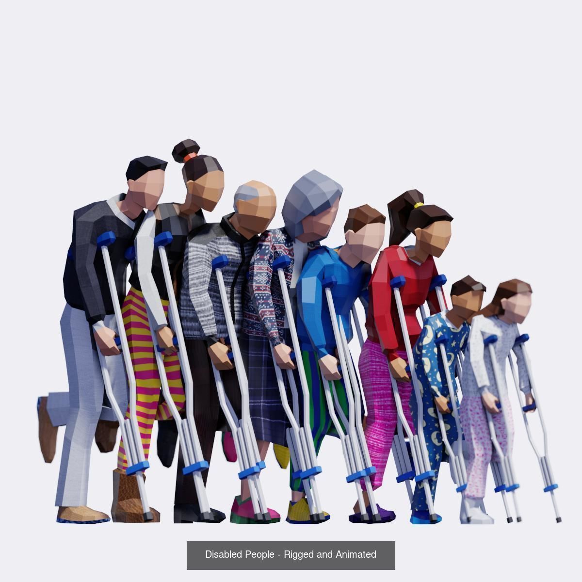 Low Poly People - Animated and Rigged Compilation 3D Model Collection_4