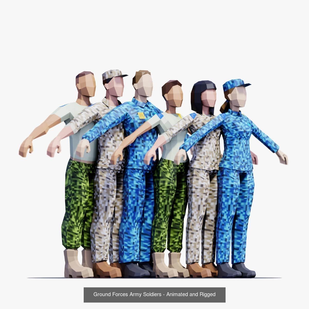 Low Poly People - Animated and Rigged Compilation 3D Model Collection_16