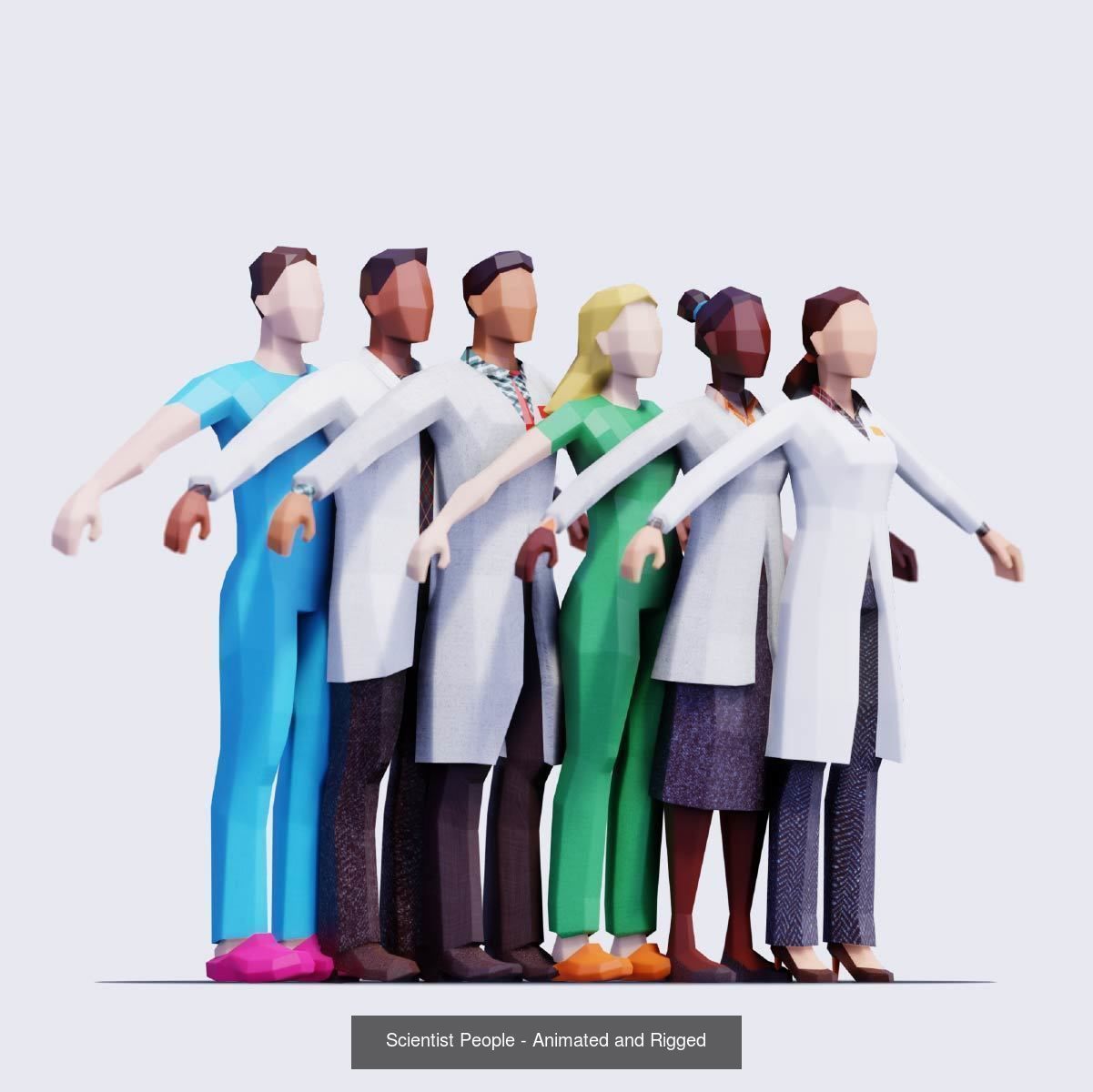 Low Poly People - Animated and Rigged Compilation 3D Model Collection_24