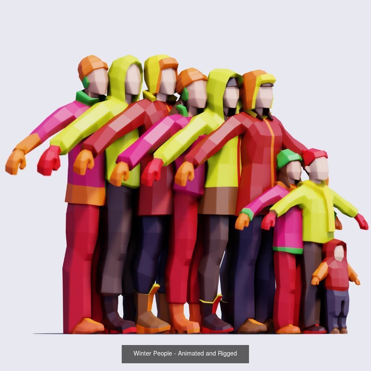 Low Poly People - Animated and Rigged Compilation 3D Model Collection_20