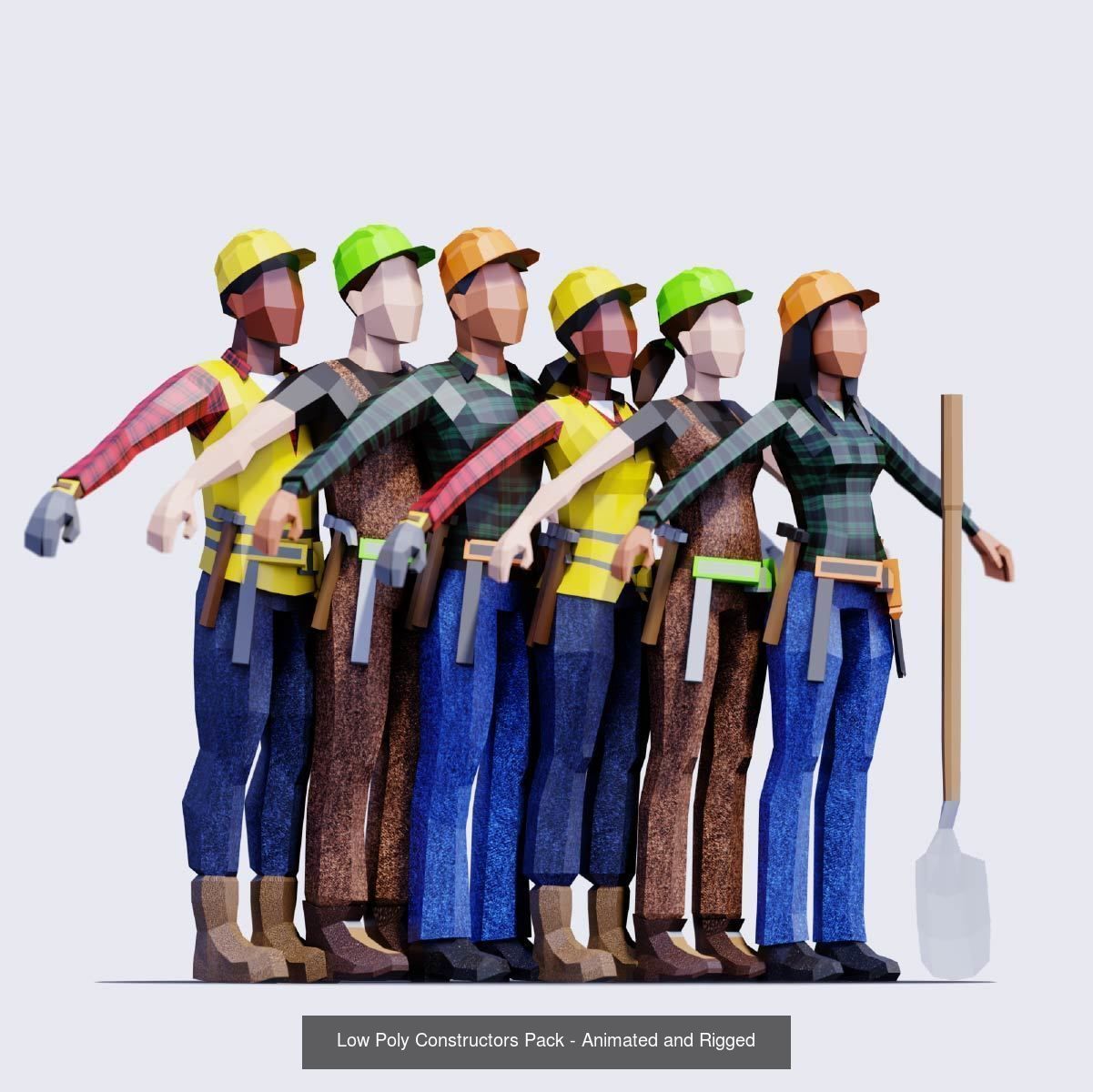 Low Poly People - Animated and Rigged Compilation 3D Model Collection_21