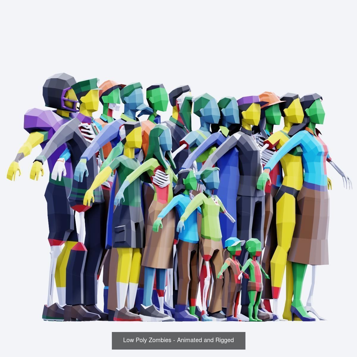 Low Poly People - Animated and Rigged Compilation 3D Model Collection_7
