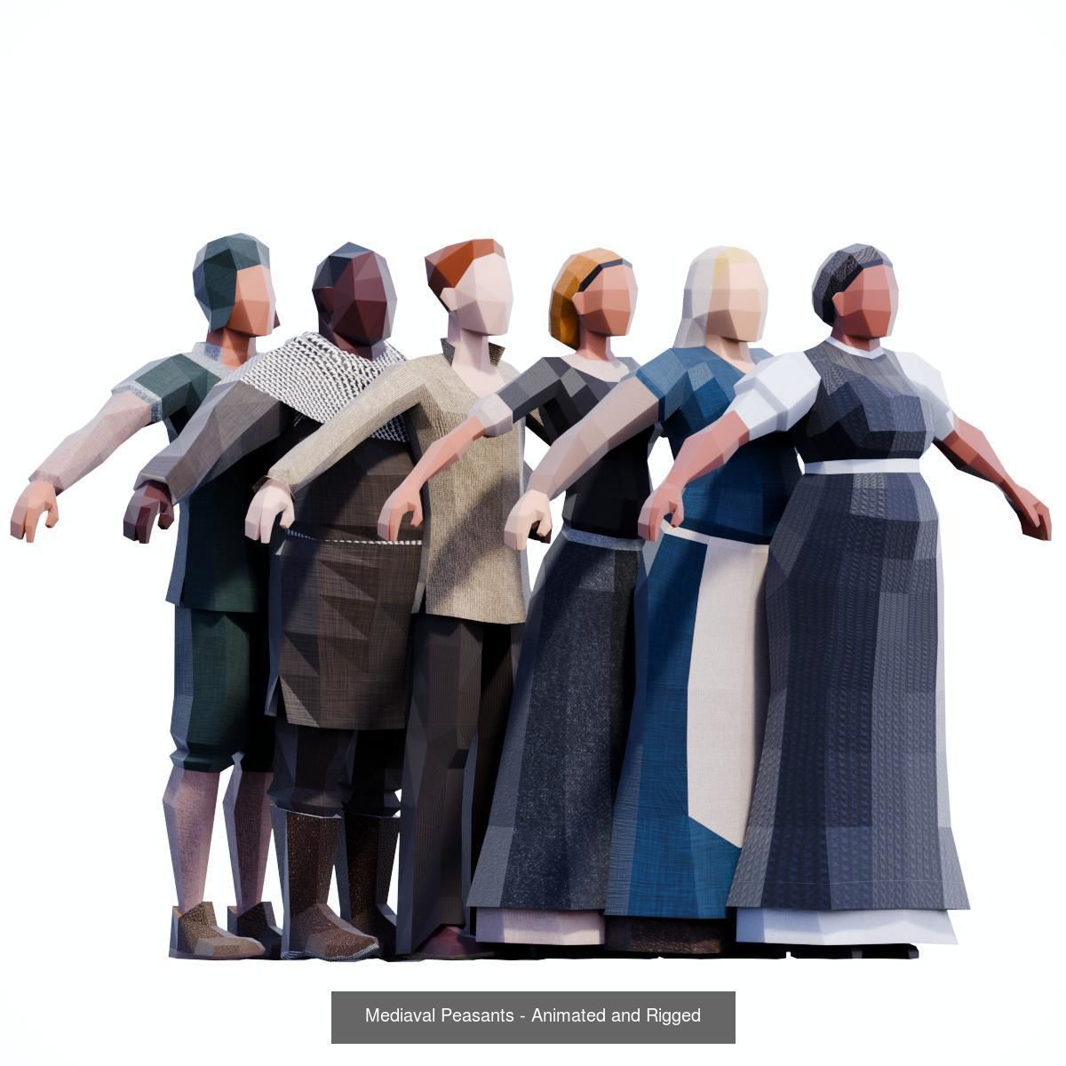 Low Poly People - Animated and Rigged Compilation 3D Model Collection_3