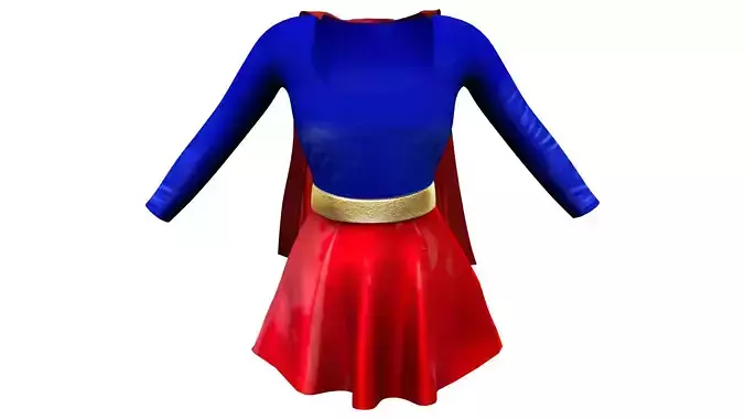 Female Super Hero Costume With Cape Low-poly 3D model Female Super Hero Costume With Cape Low-poly 3D model