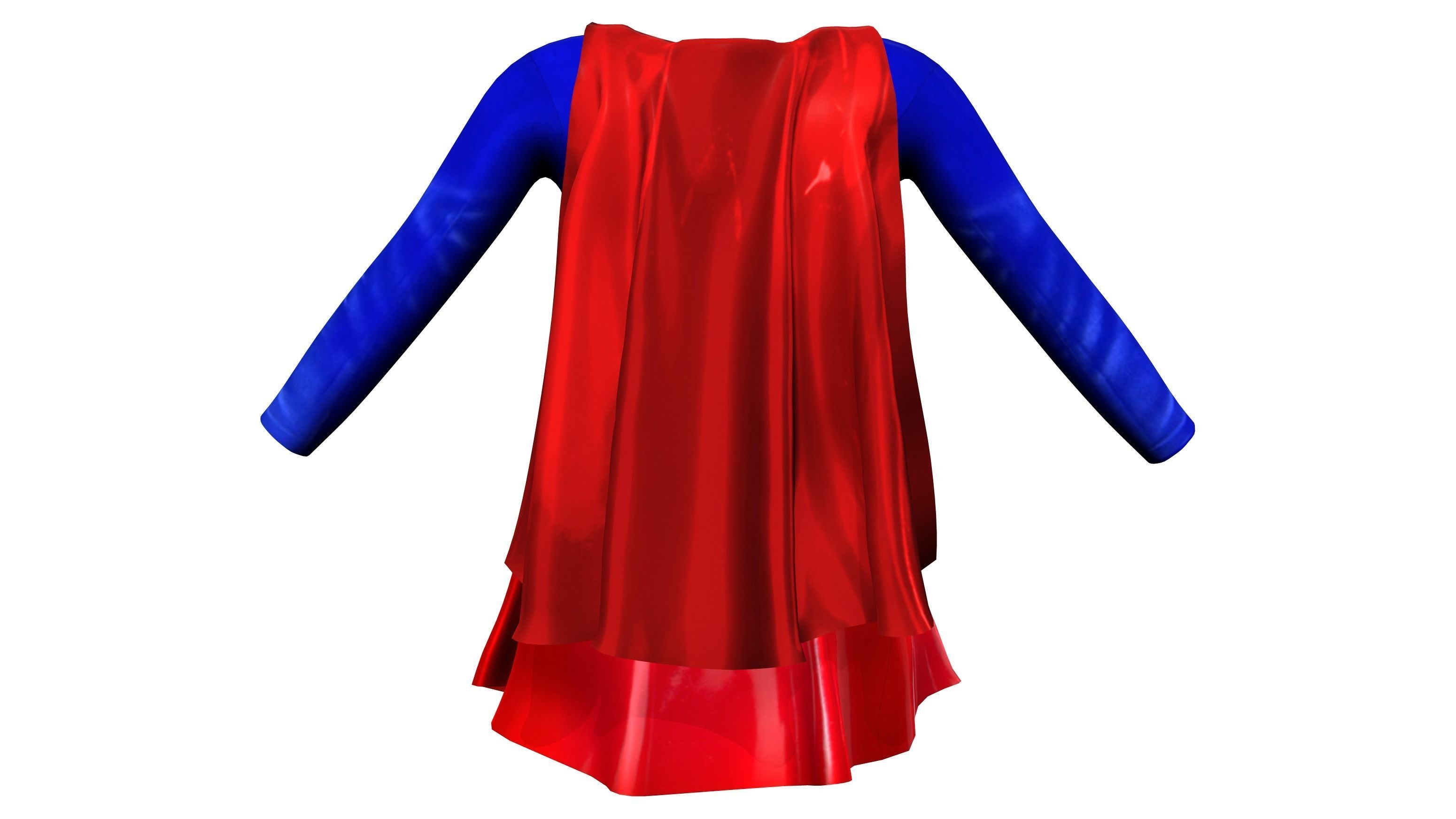 Female Super Hero Costume With Cape Low-poly 3D model_4