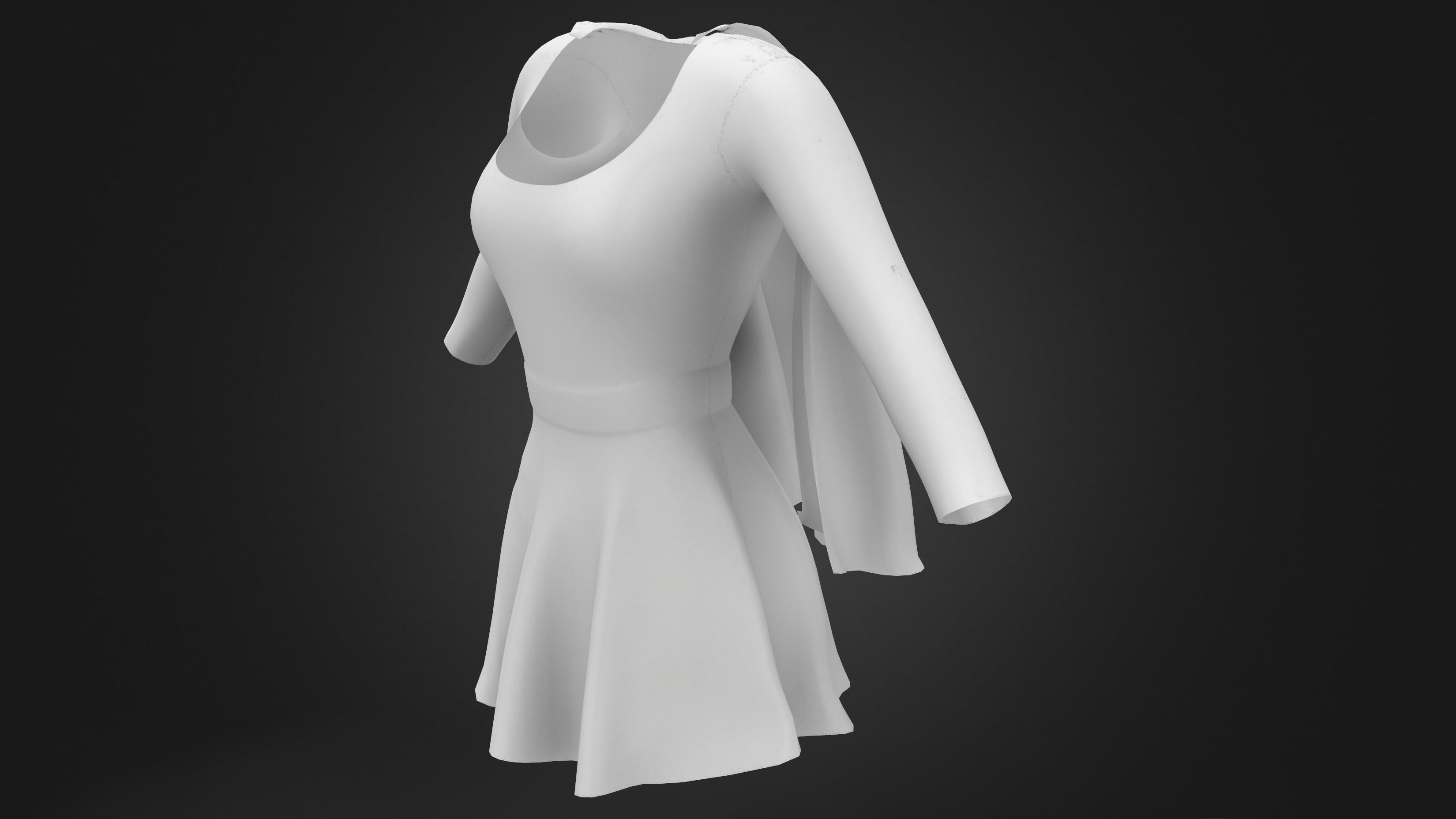Female Super Hero Costume With Cape Low-poly 3D model_8