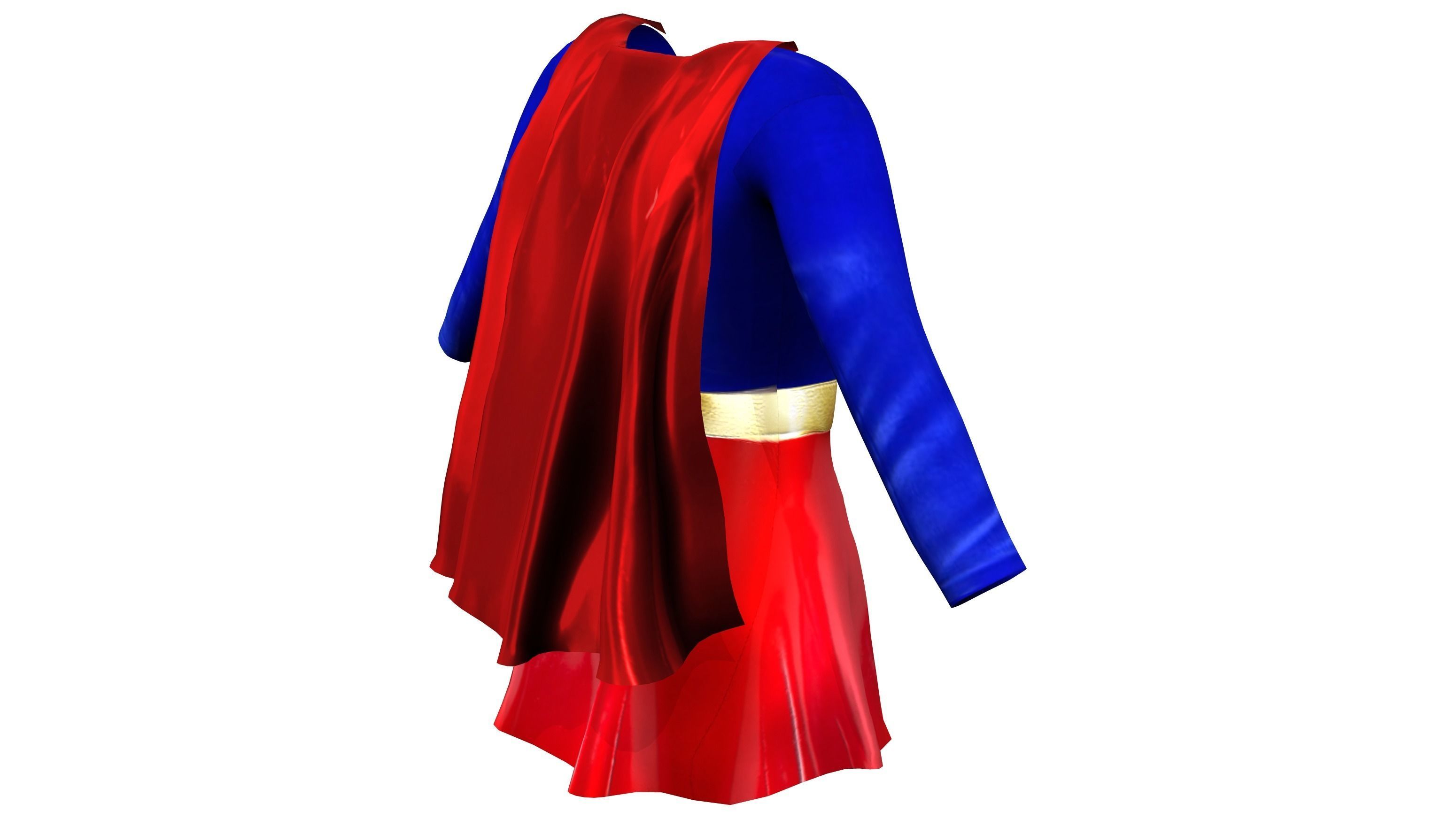 Female Super Hero Costume With Cape Low-poly 3D model_5