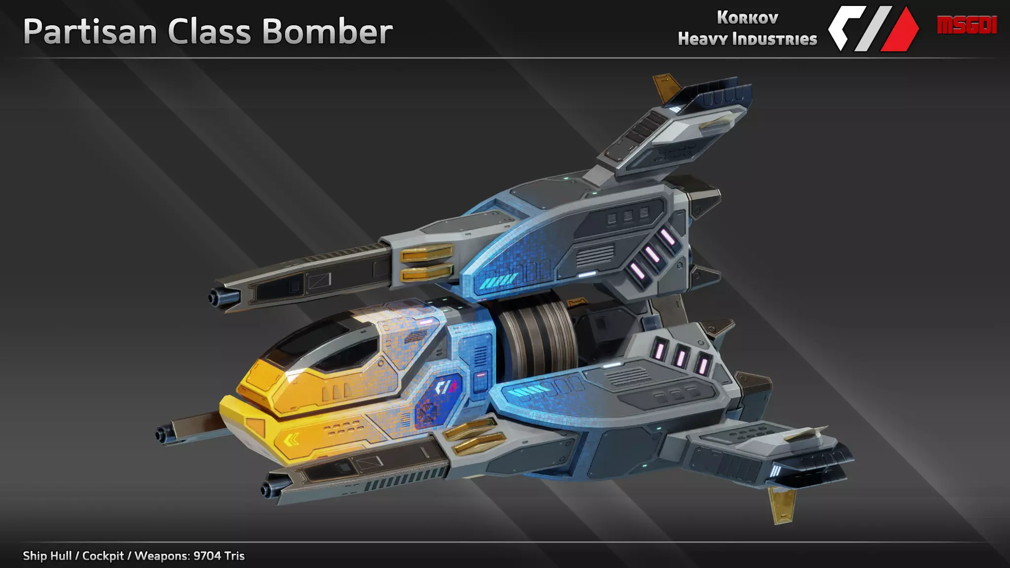 Spaceship Partisan Class Bomber Low-poly 3D model_0