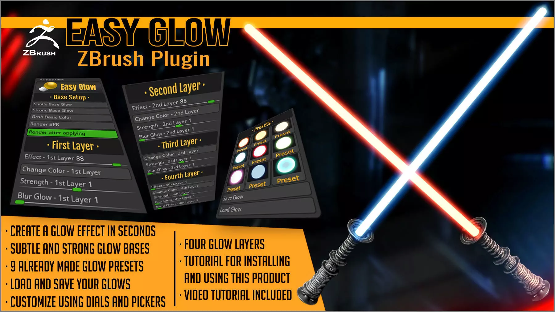 Easy Glow ZBrush Plugin 3D model
