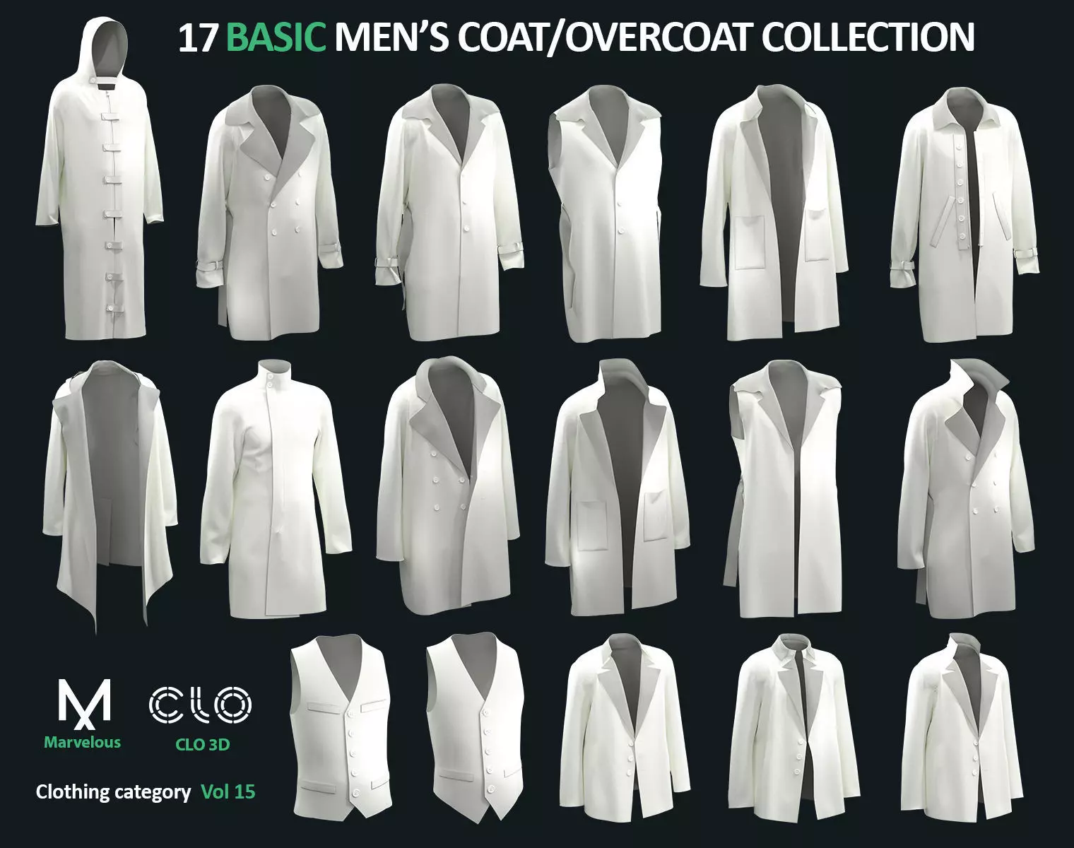17 Men-s Coat and Jacket PACK - Marvelous clo3d zprj obj fbx 3D model_0