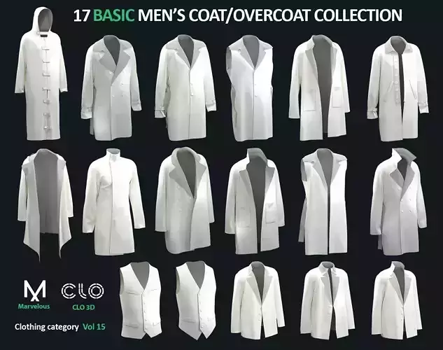 17 Men-s Coat and Jacket PACK - Marvelous clo3d zprj obj fbx 3D model