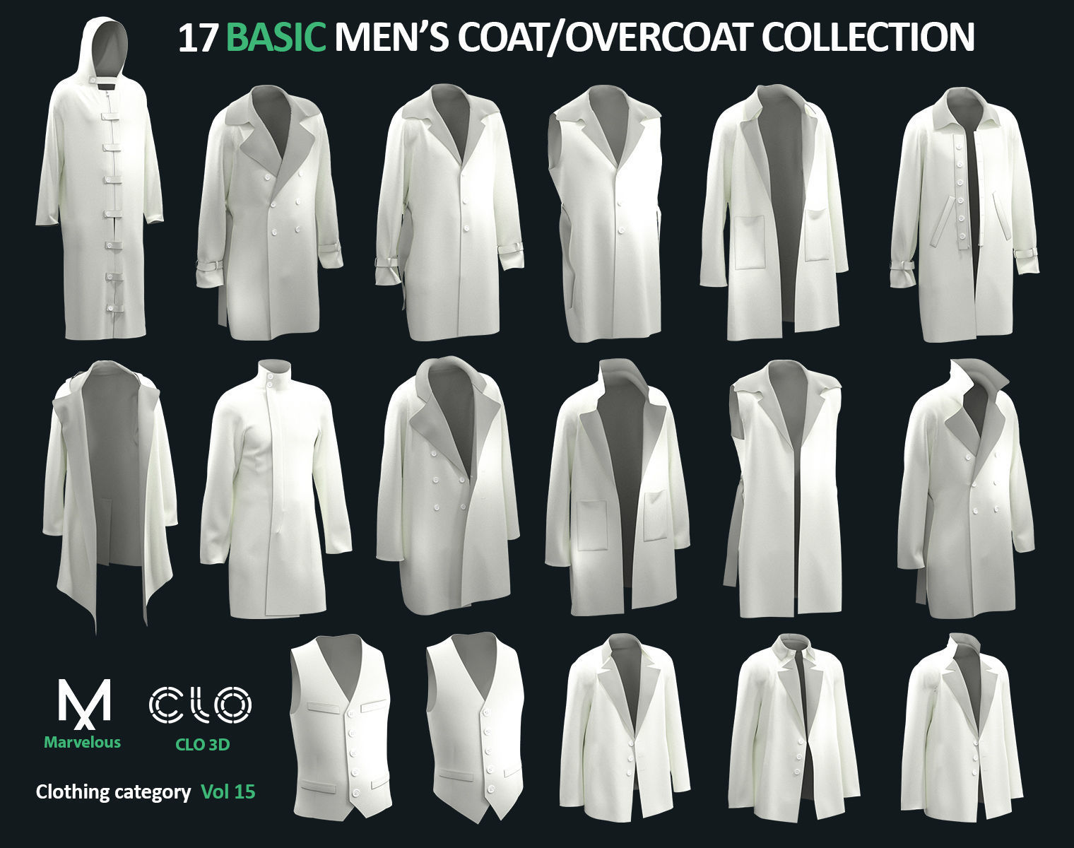 17 Men-s Coat and Jacket PACK - Marvelous clo3d zprj obj fbx 3D model_8