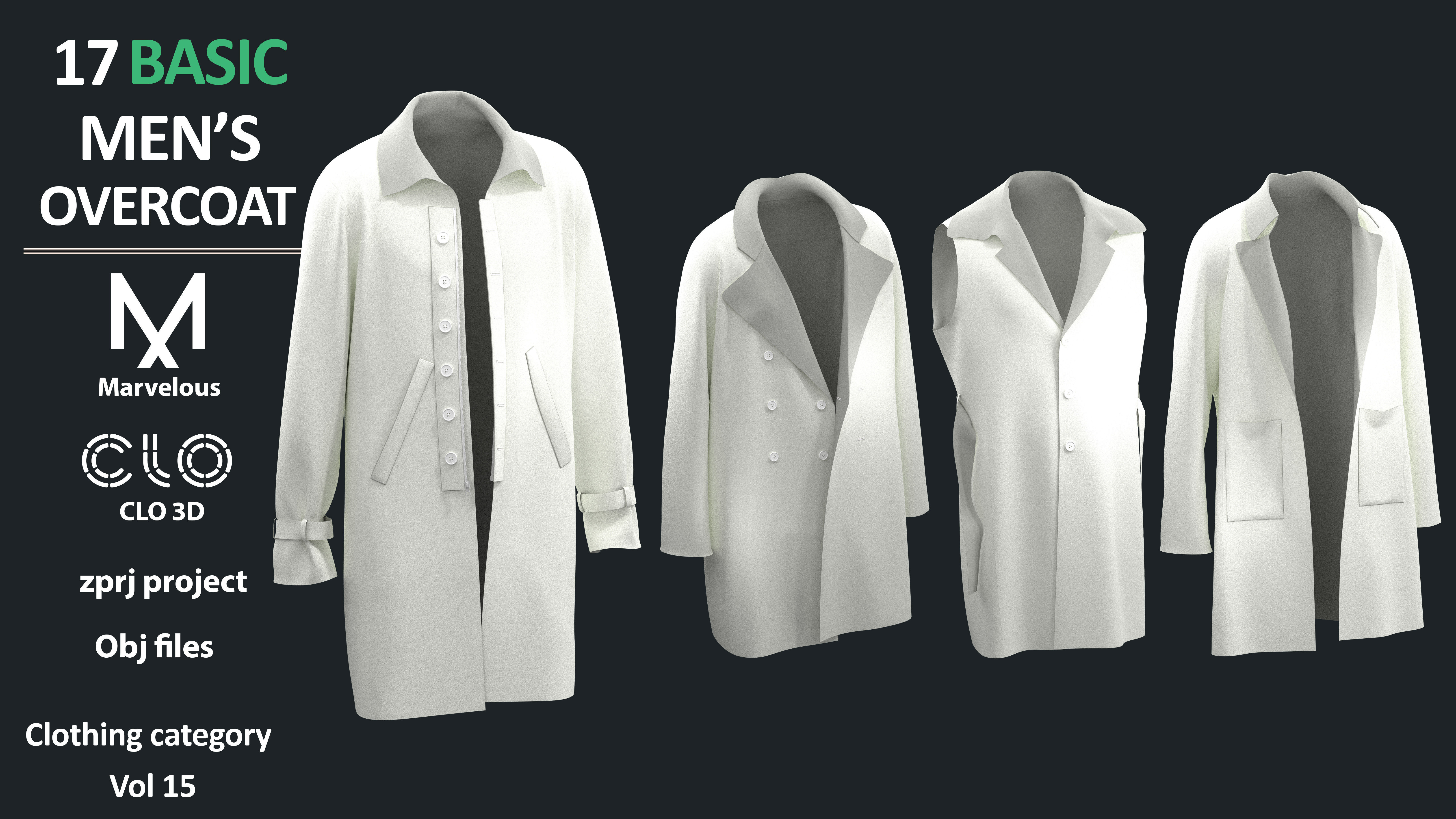 17 Men-s Coat and Jacket PACK - Marvelous clo3d zprj obj fbx 3D model_2