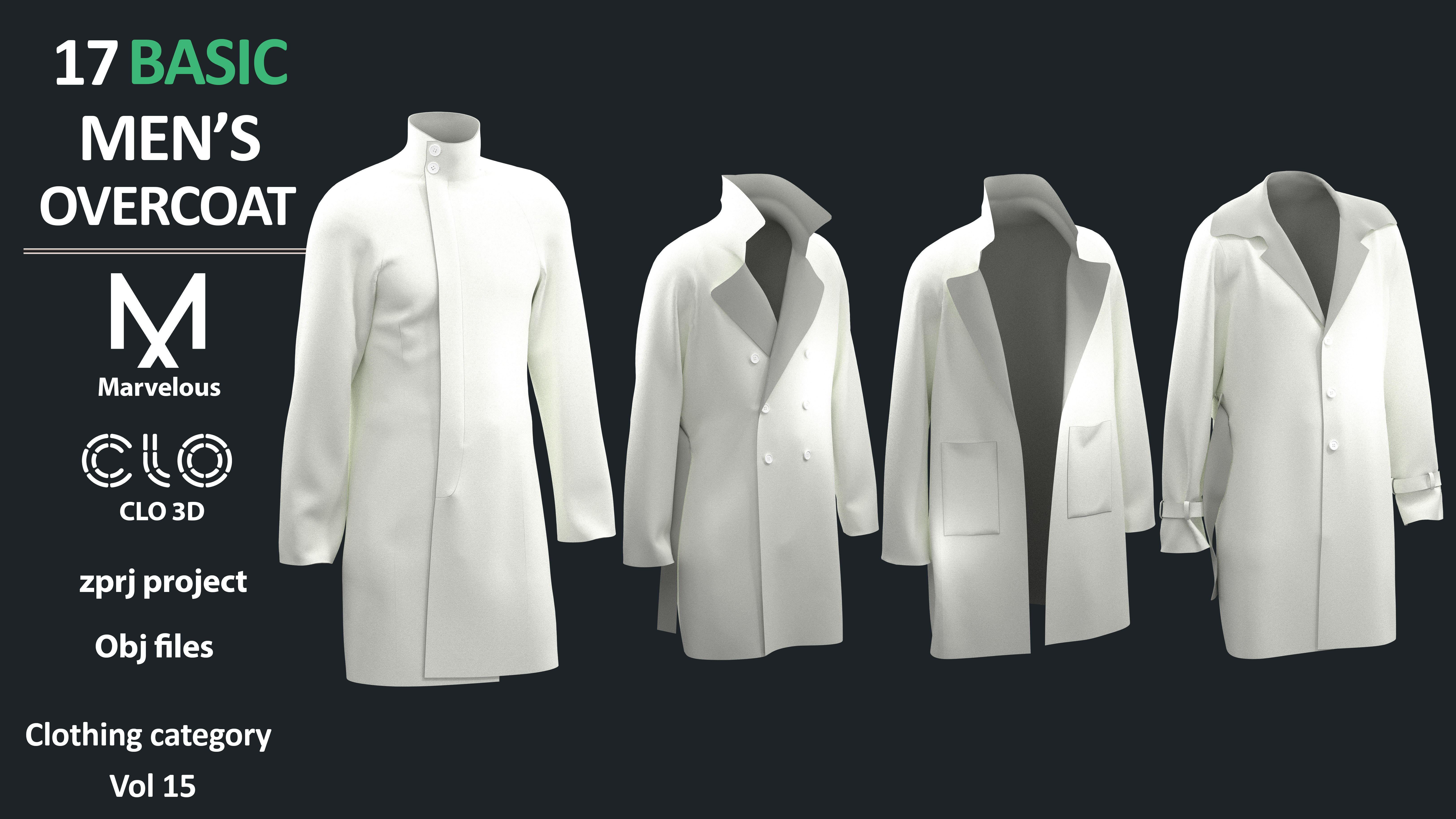 17 Men-s Coat and Jacket PACK - Marvelous clo3d zprj obj fbx 3D model_3