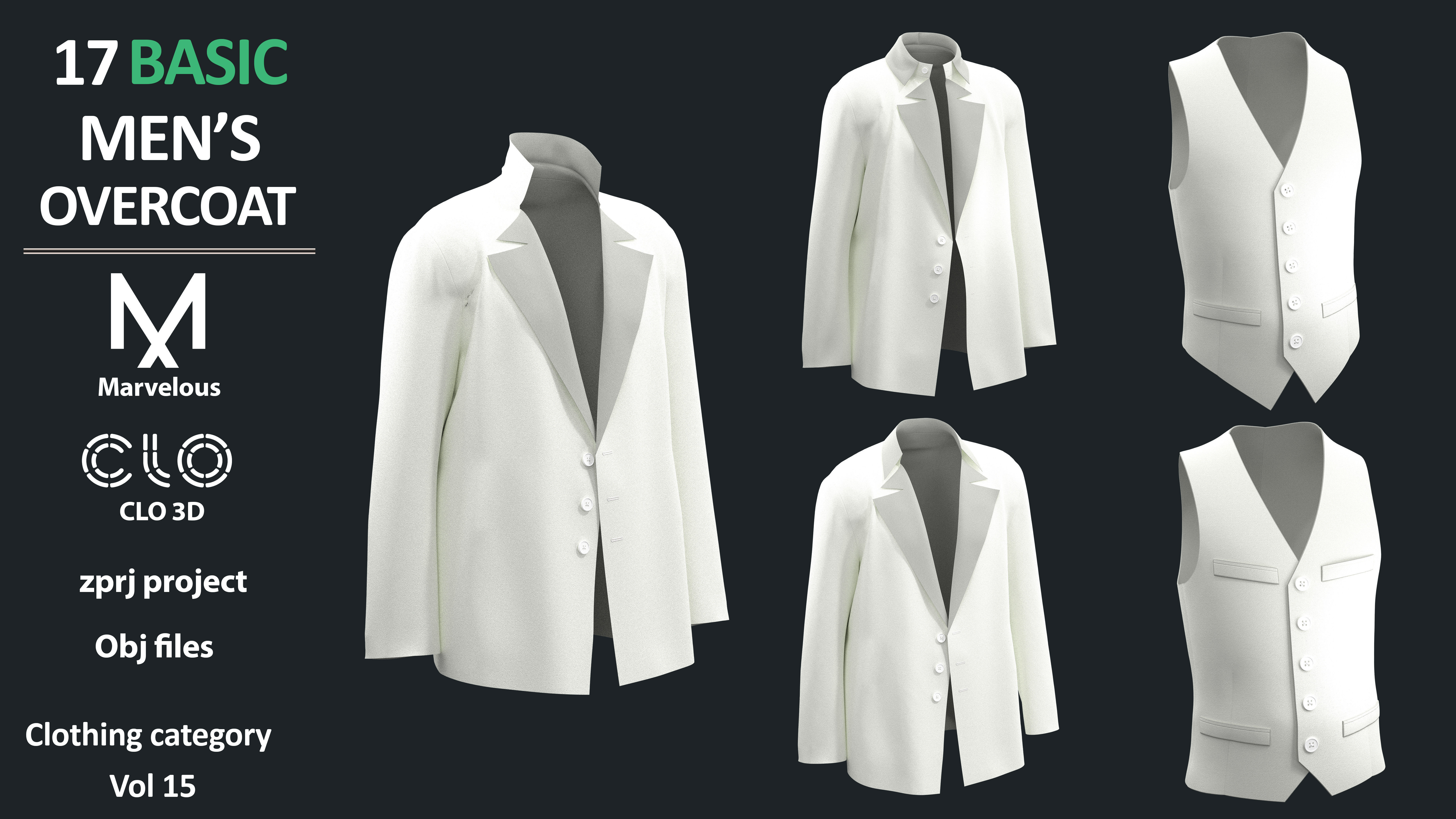17 Men-s Coat and Jacket PACK - Marvelous clo3d zprj obj fbx 3D model_4
