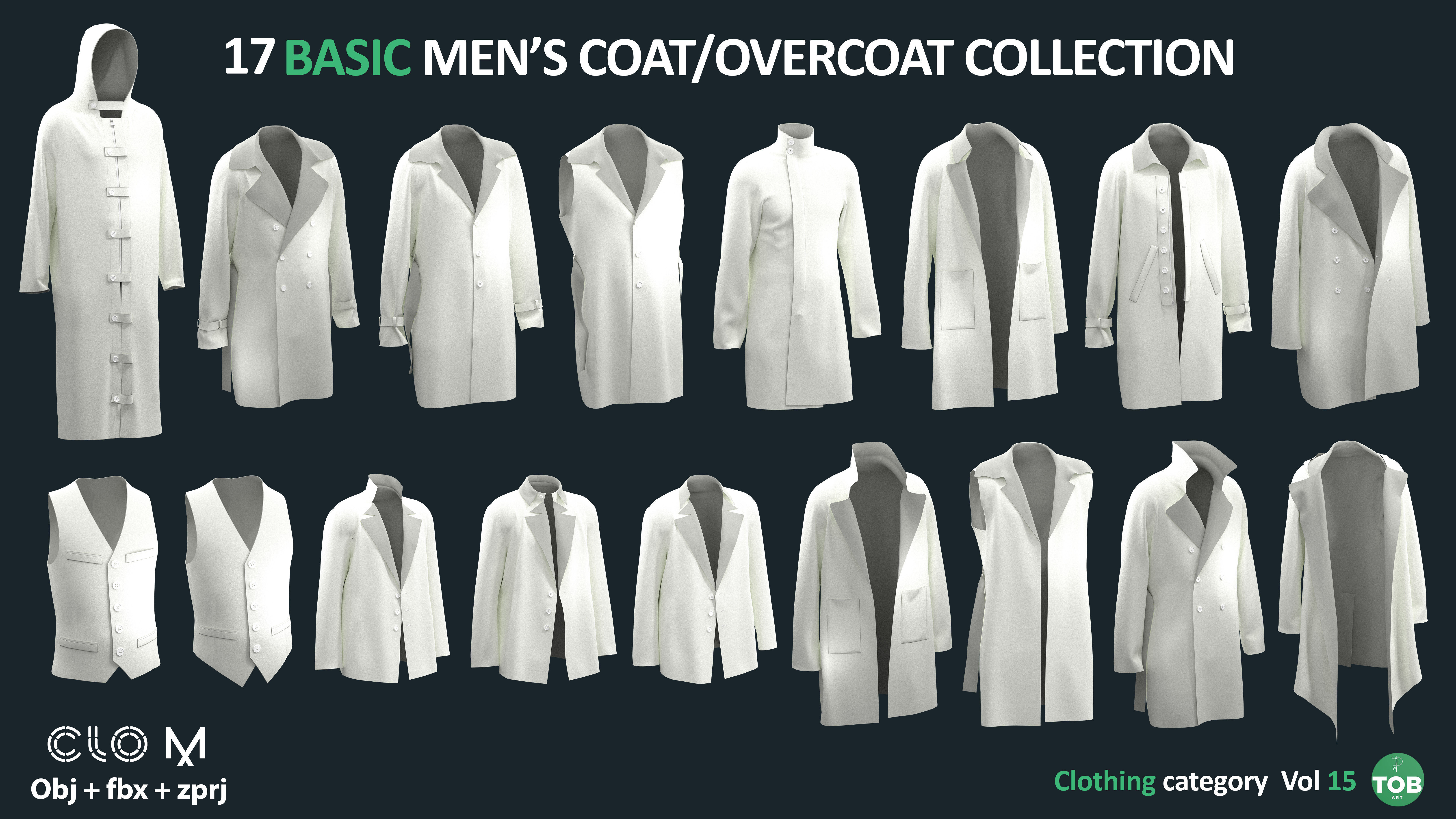 17 Men-s Coat and Jacket PACK - Marvelous clo3d zprj obj fbx 3D model_1