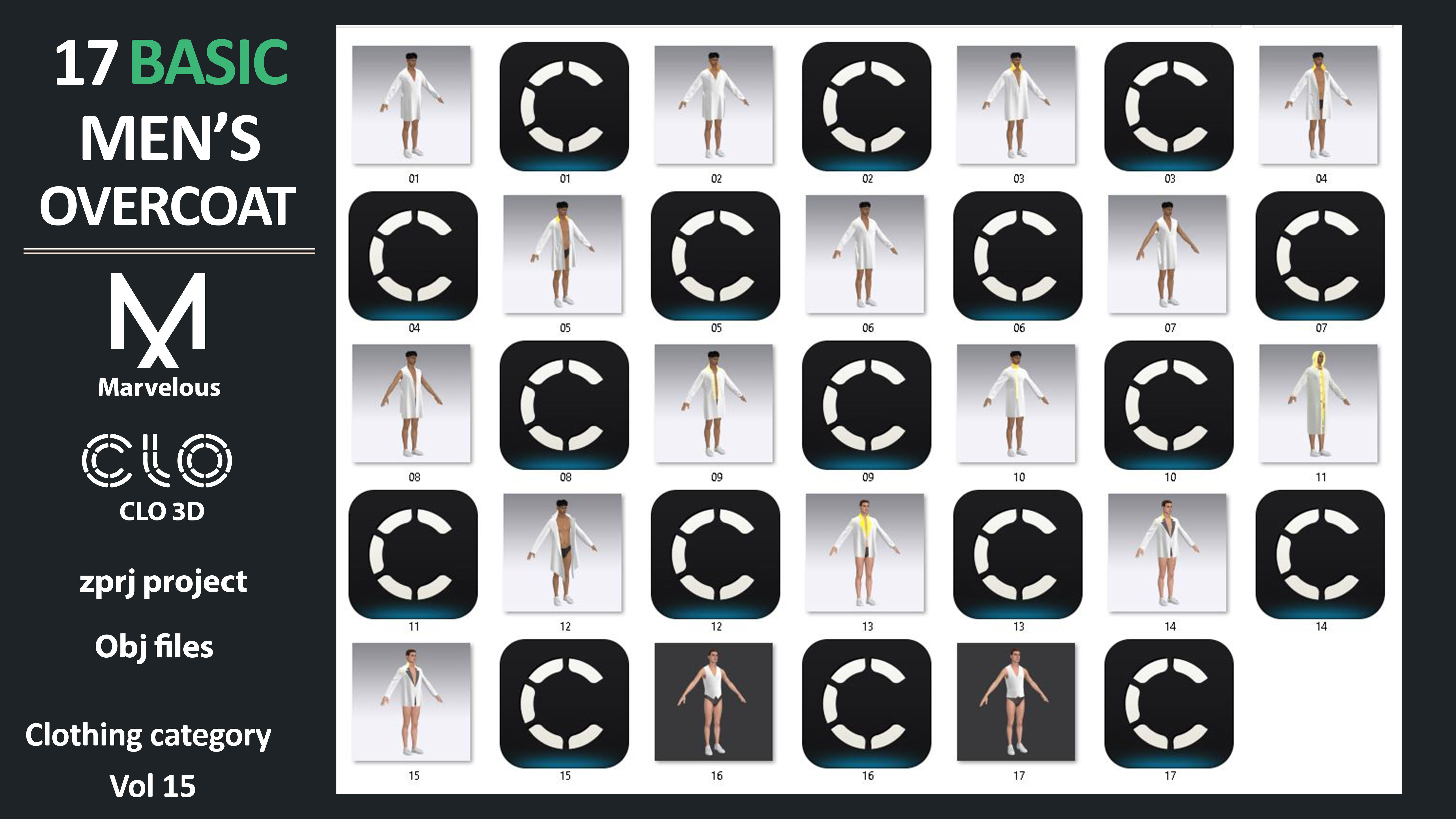 17 Men-s Coat and Jacket PACK - Marvelous clo3d zprj obj fbx 3D model_5