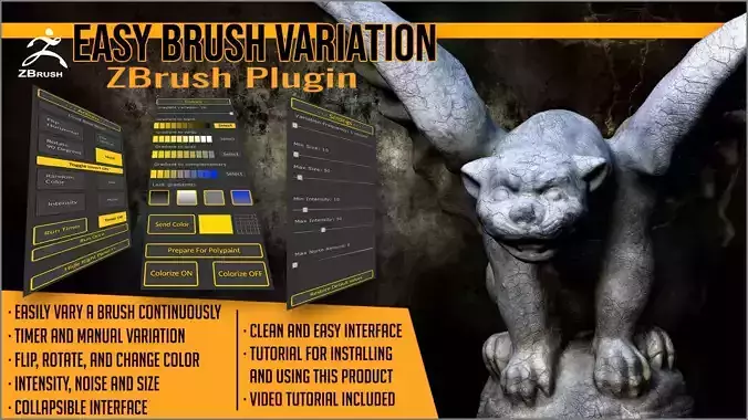 Easy Brush Variation ZBrush Plugin 3D model