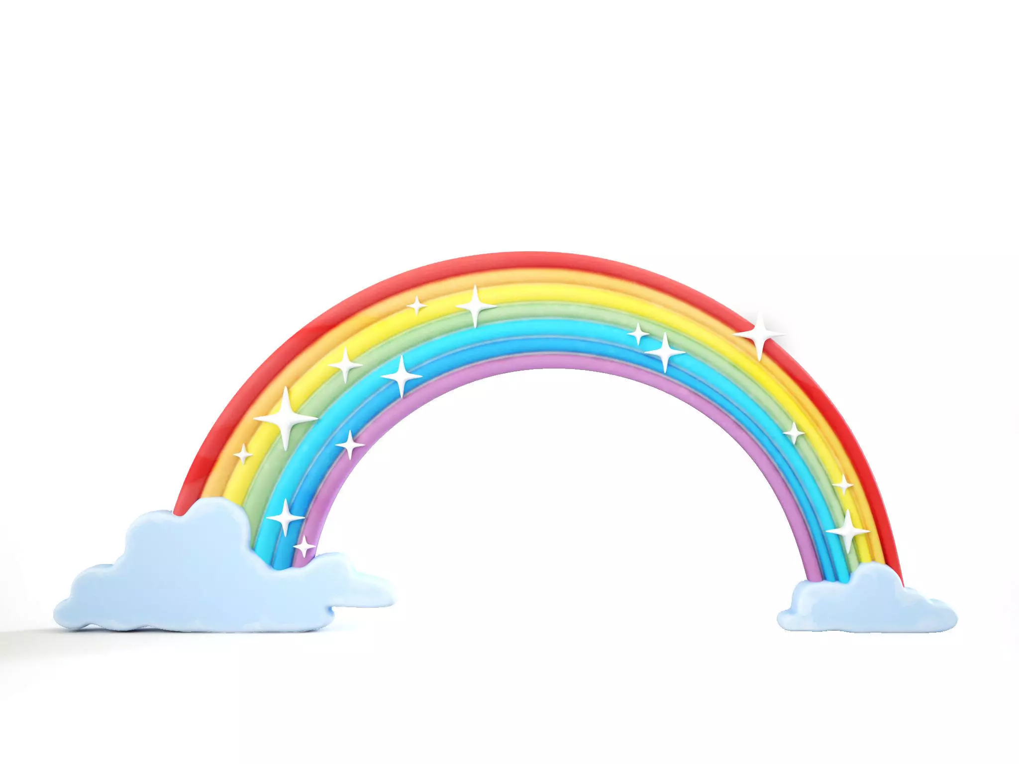 rainbow with clouds and stars 3D model_0