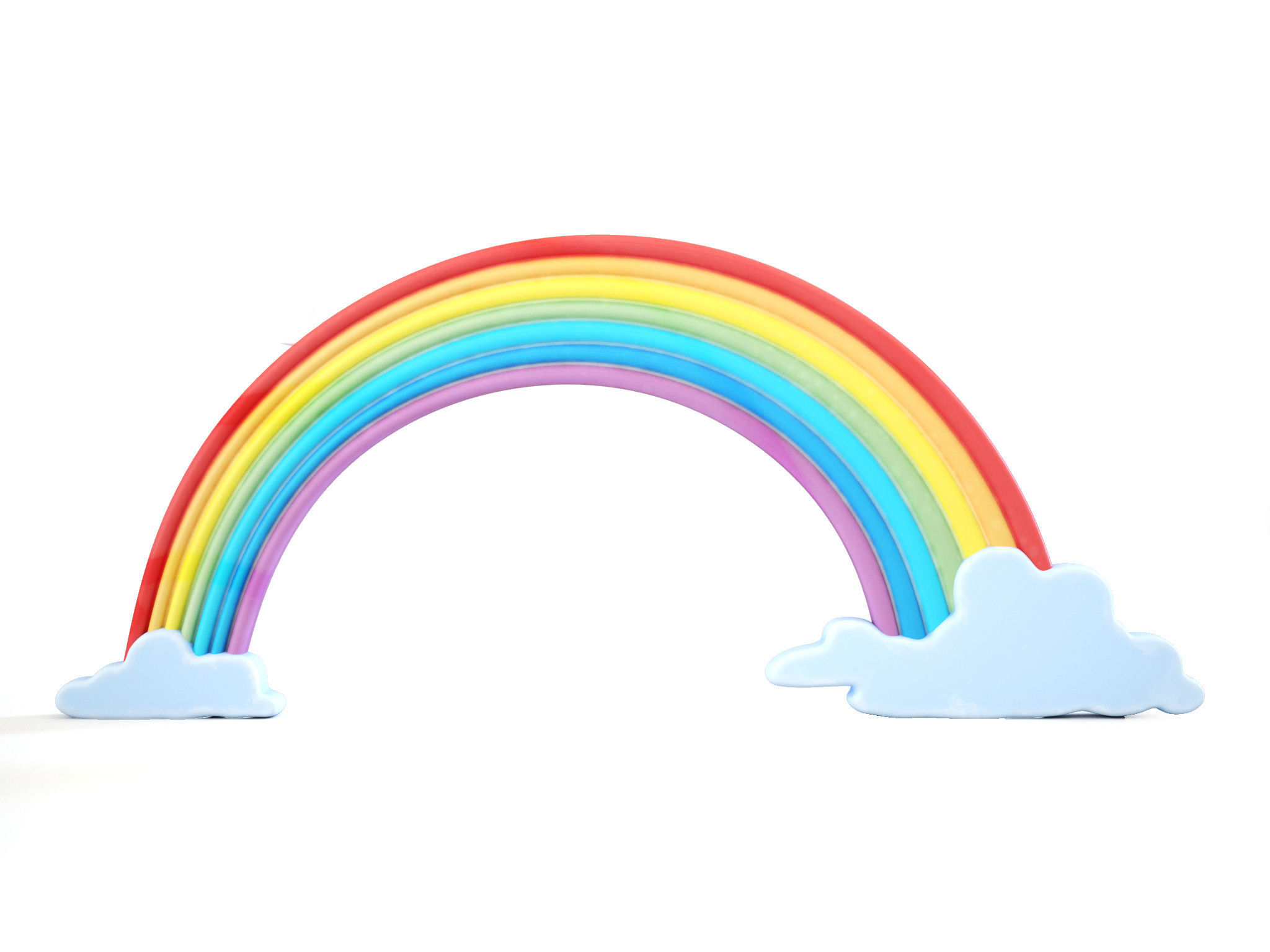 rainbow with clouds and stars 3D model_4