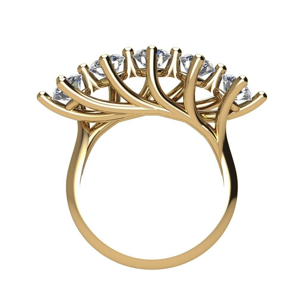 Five Diamond Engagement Ring 3D print model_1