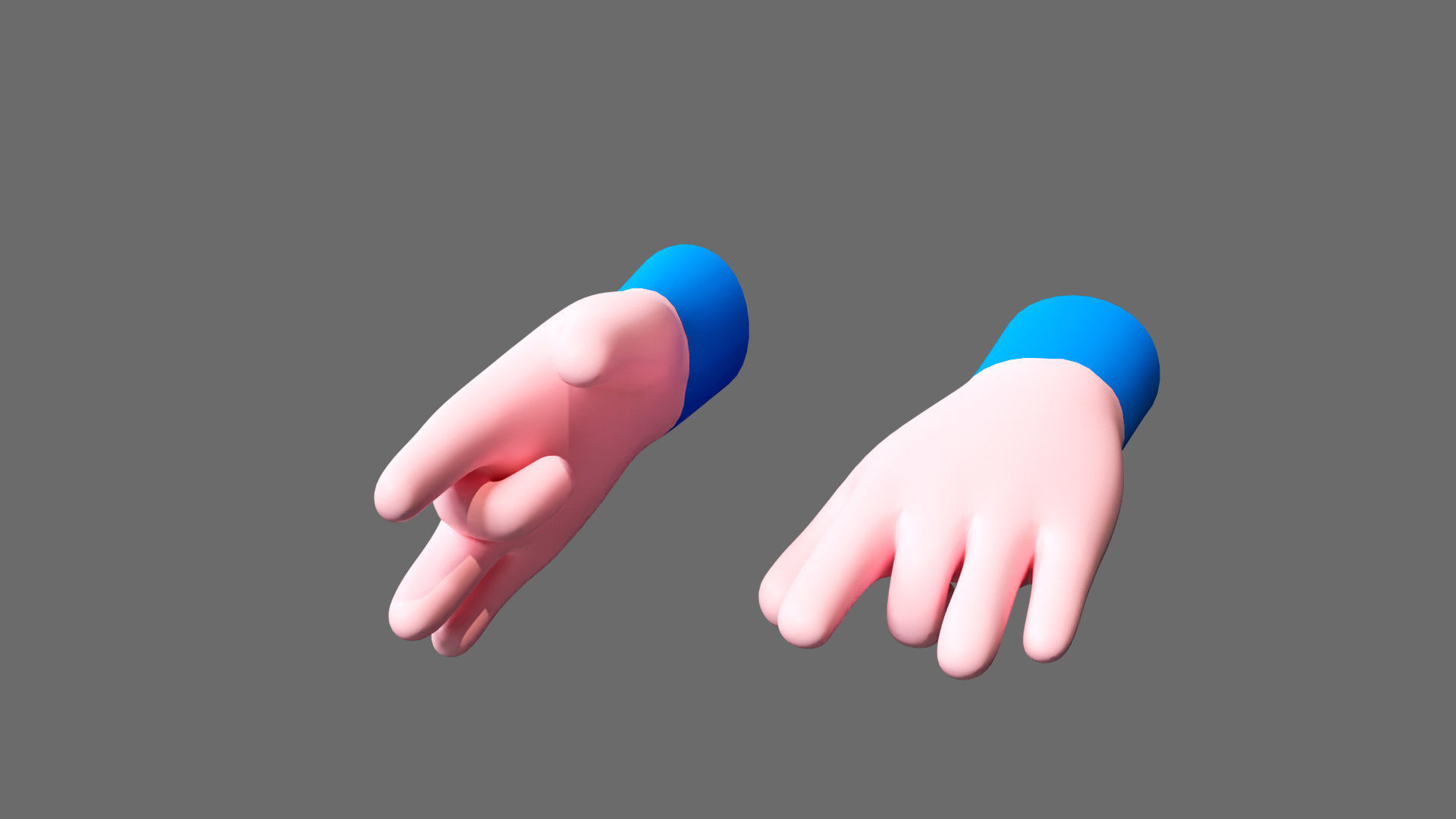 Cartoon hands Low-poly 3D model_2