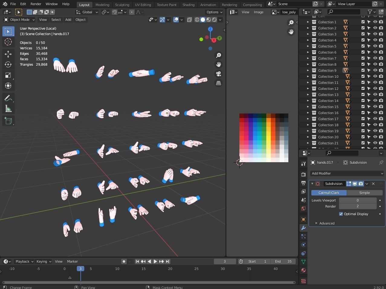 Cartoon hands Low-poly 3D model_30