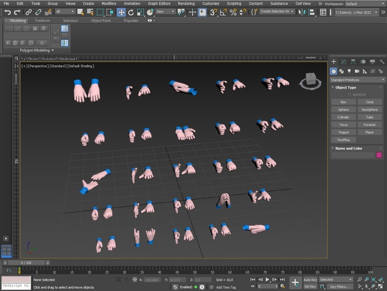 Cartoon hands Low-poly 3D model_31
