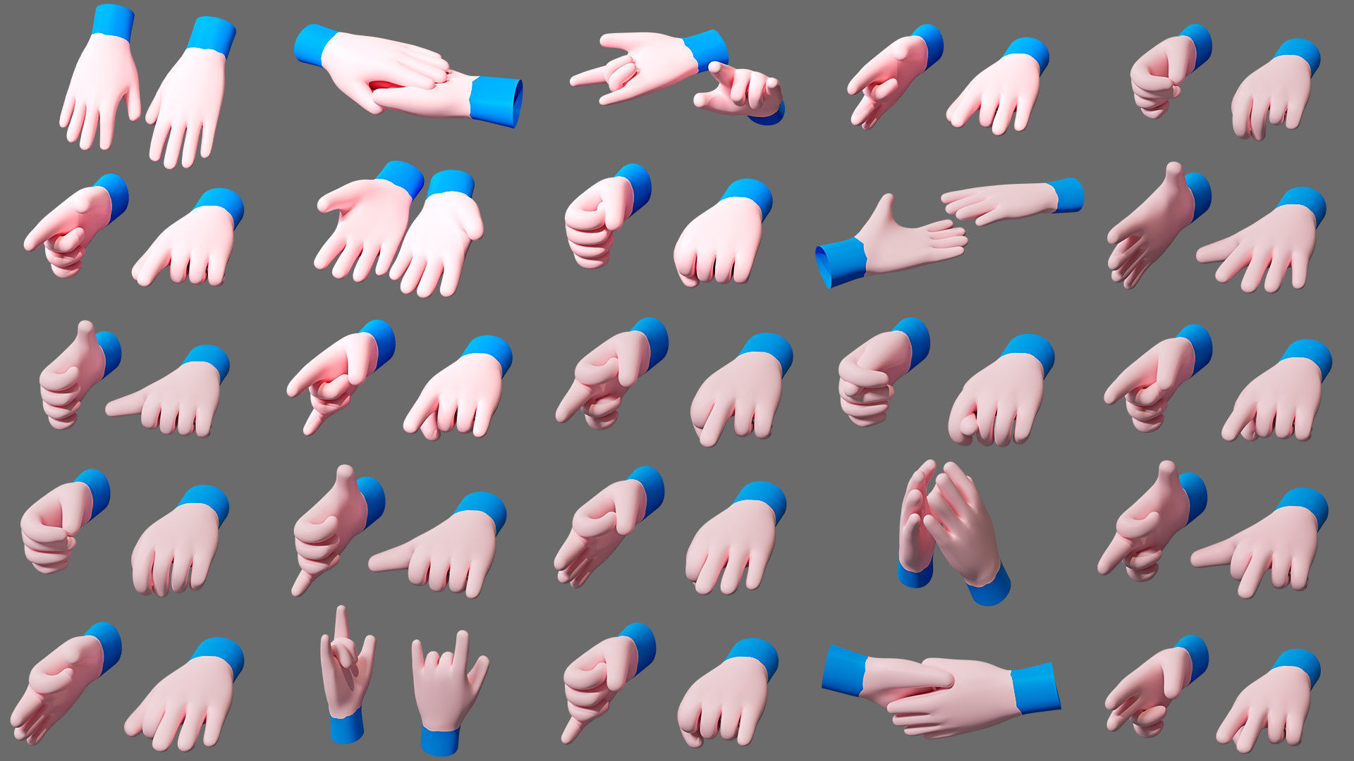 Cartoon hands Low-poly 3D model_26