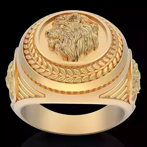 Lion ring silver gold printable jewelry 3D model