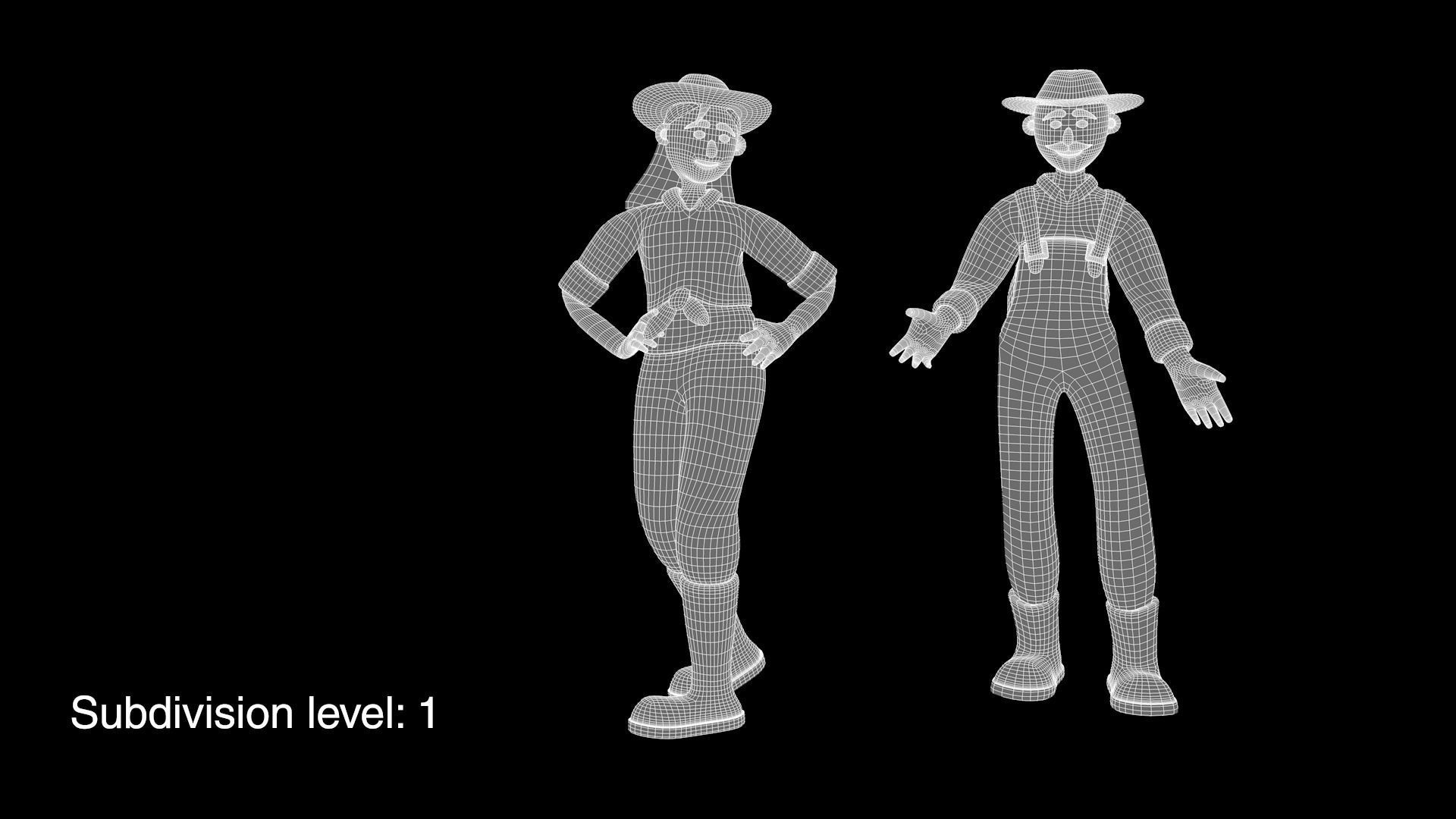 Farmers - Rigged 3D Characters 12 Animations Low-poly 3D model_14