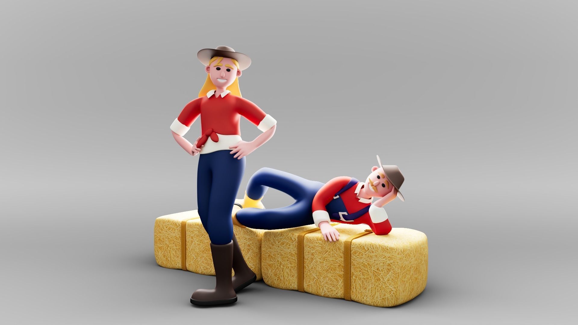 Farmers - Rigged 3D Characters 12 Animations Low-poly 3D model_8