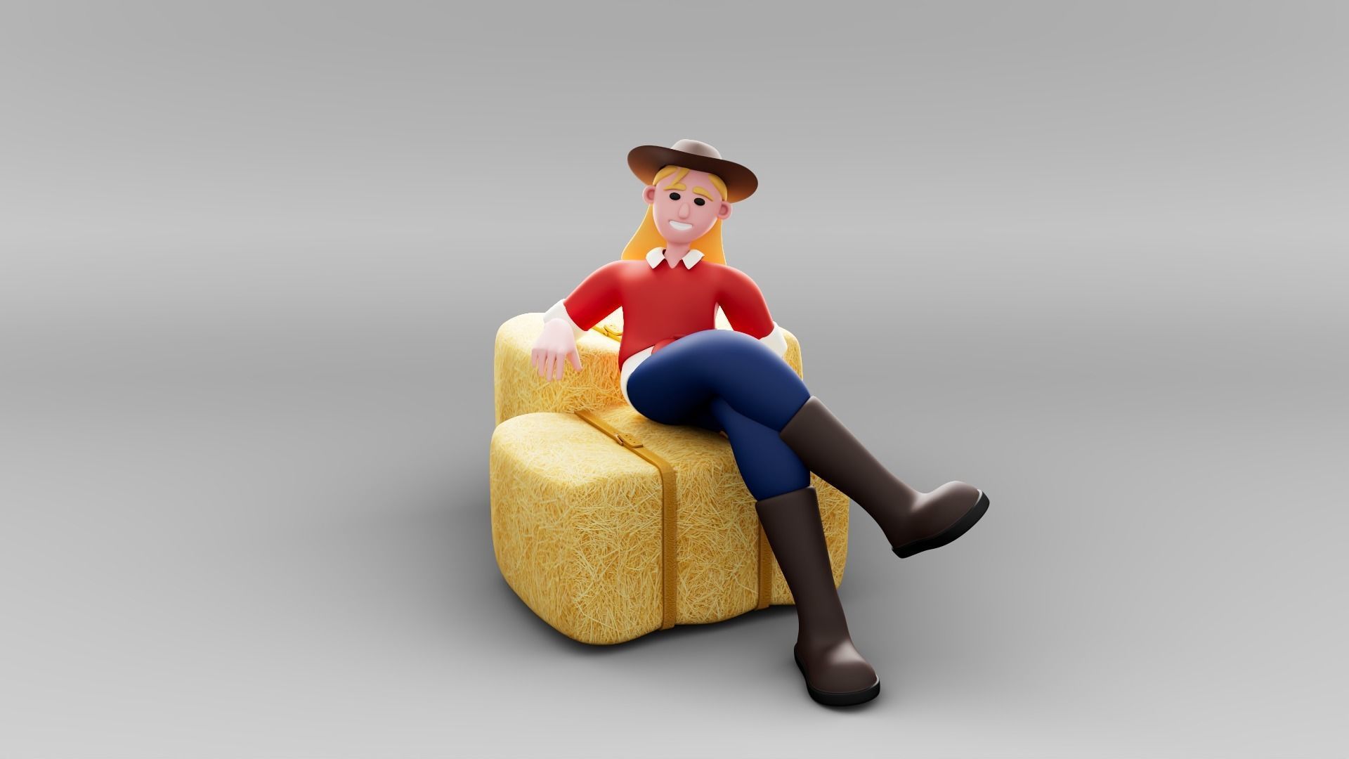 Farmers - Rigged 3D Characters 12 Animations Low-poly 3D model_9