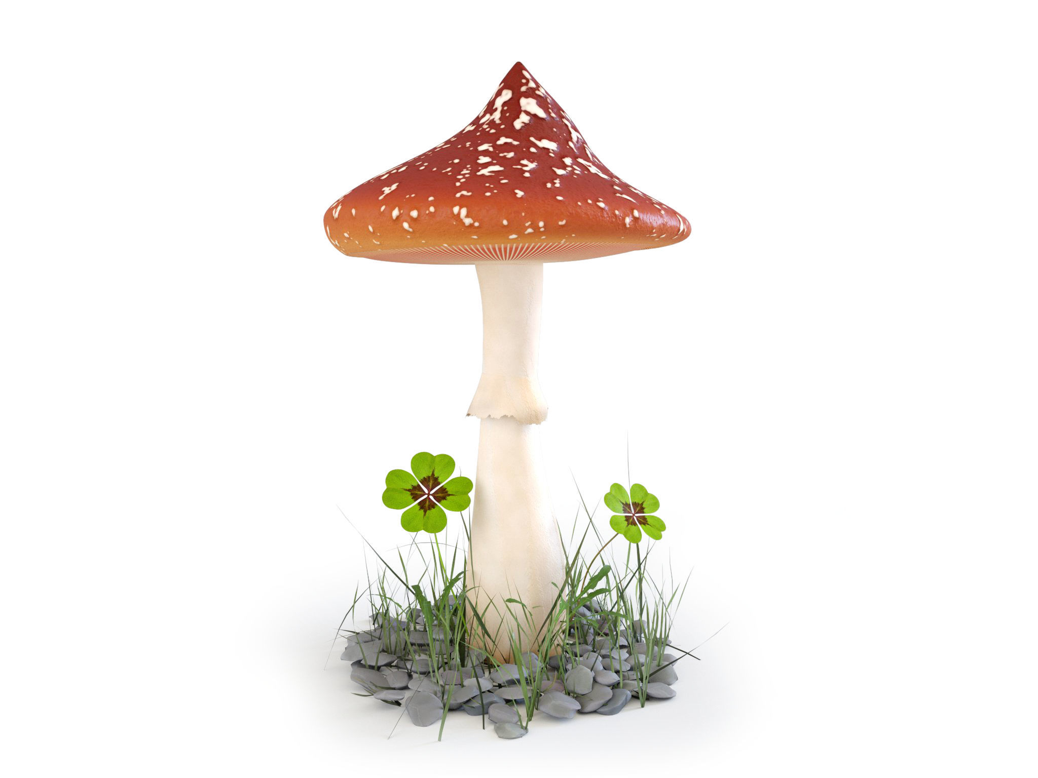 luck set fairy garden mushroom 3D model_1