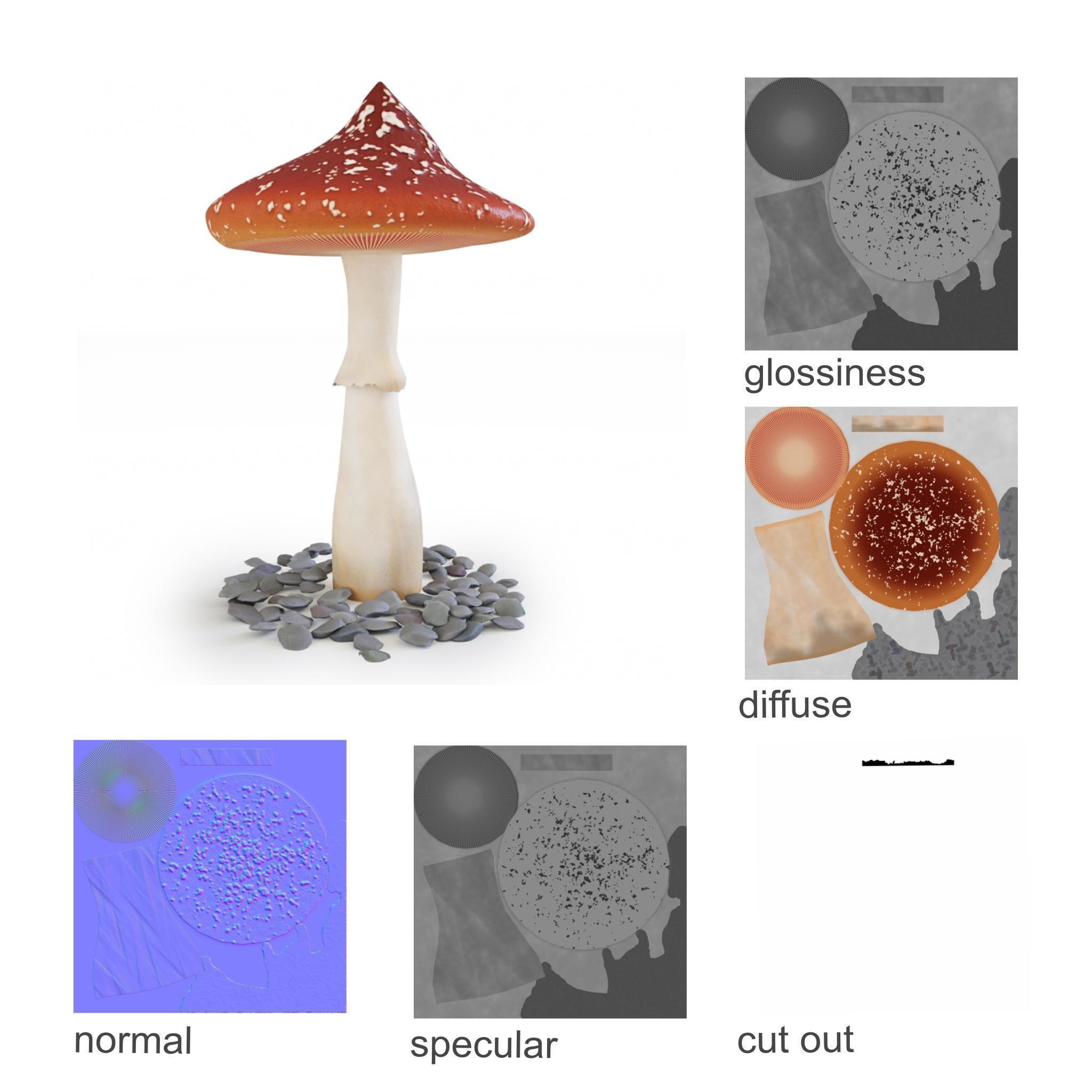 luck set fairy garden mushroom 3D model_21