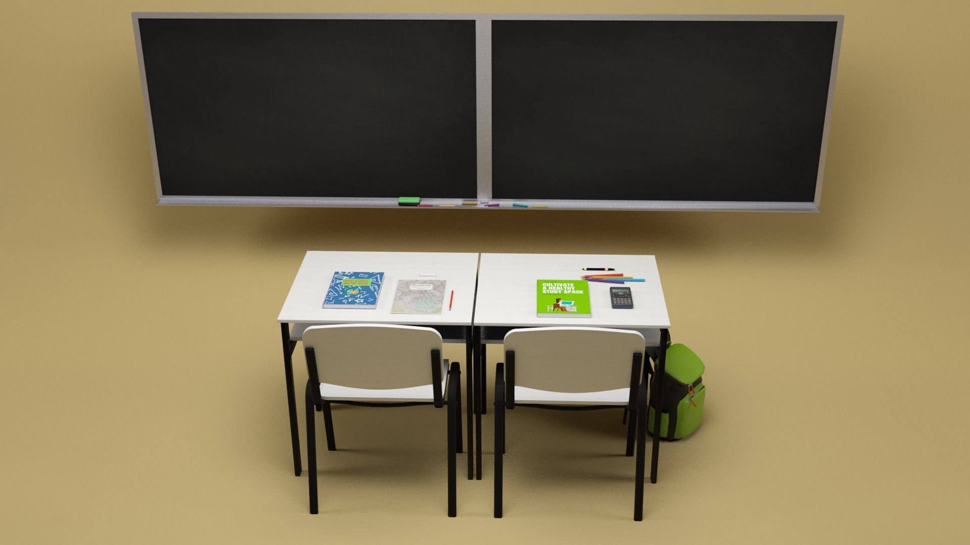 School props 2 Low-poly 3D model_5