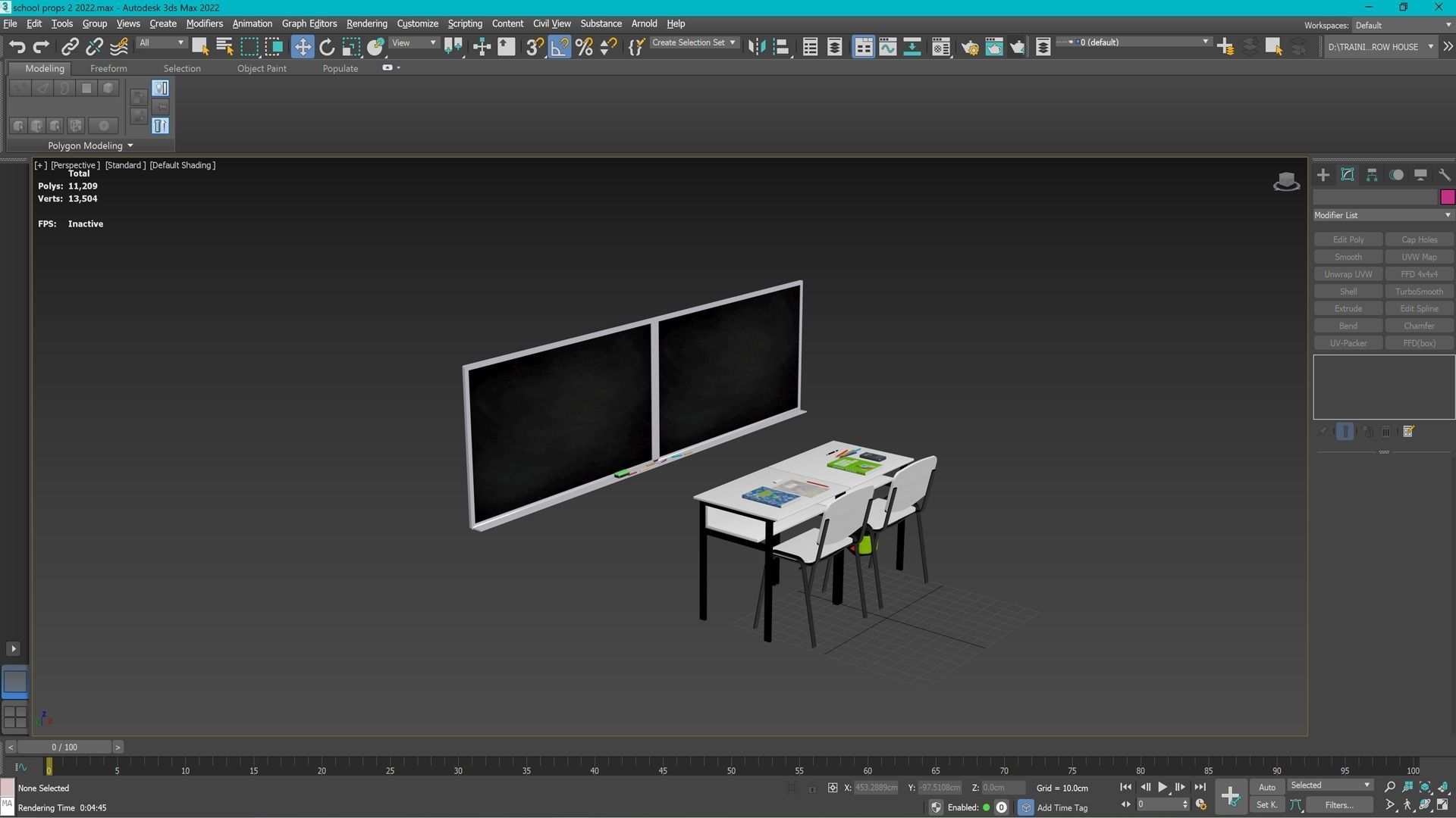 School props 2 Low-poly 3D model_6