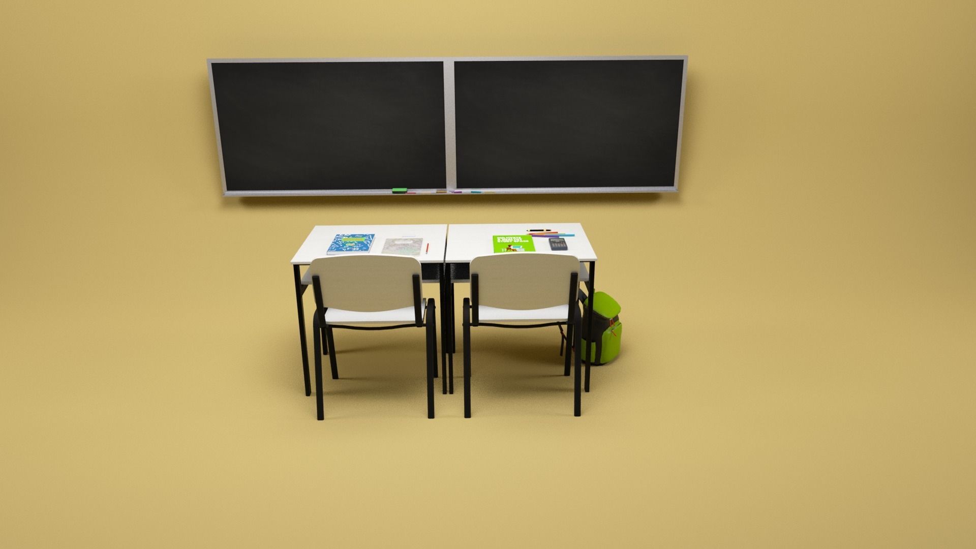 School props 2 Low-poly 3D model_2