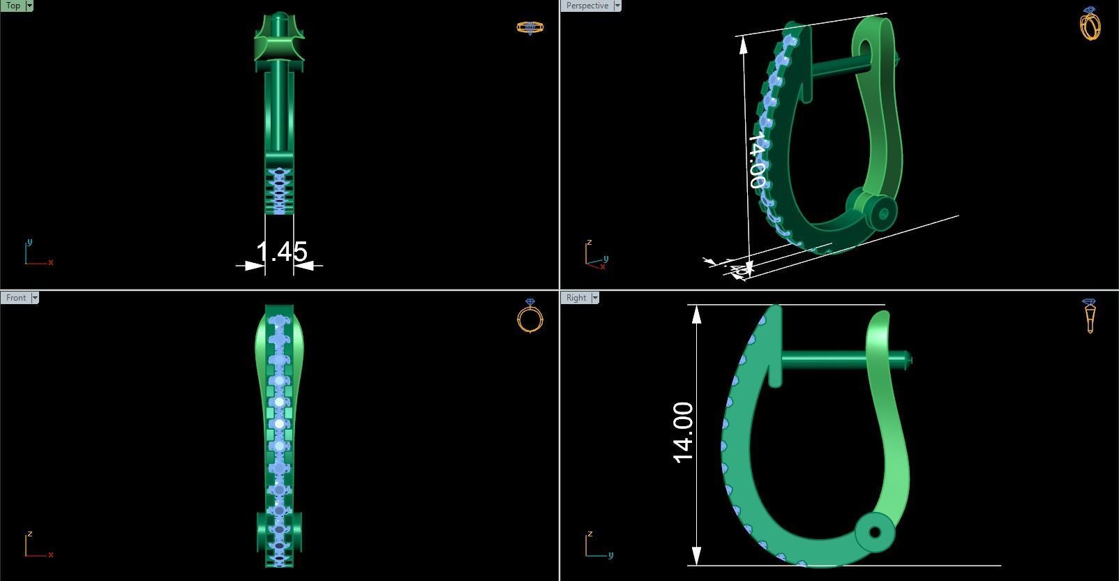 Diamond Earring 3D print model_3