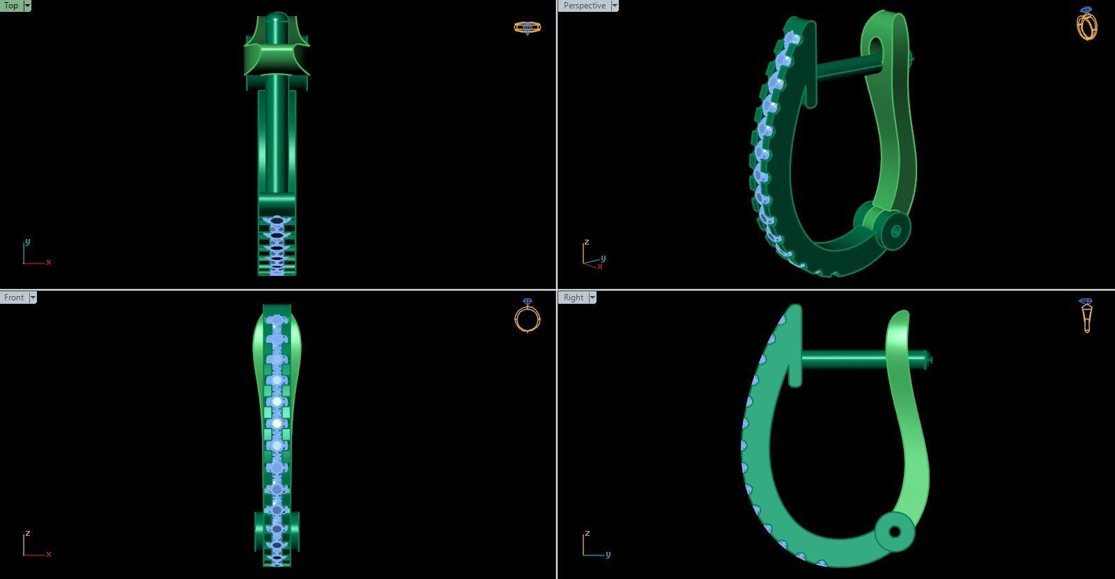Diamond Earring 3D print model_2
