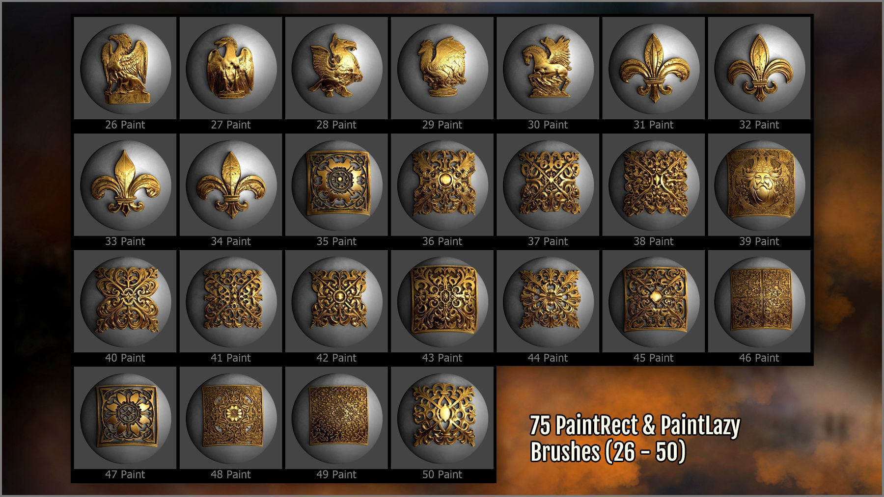 Medieval Maker 300 ZBrush Brushes And 75 Alphas 3D model_4