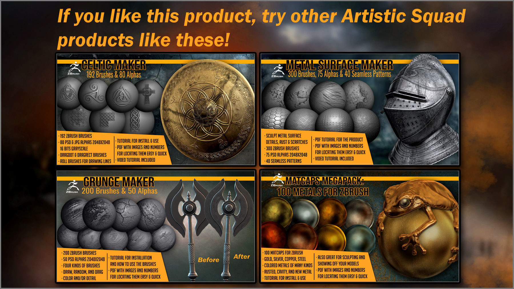 Medieval Maker 300 ZBrush Brushes And 75 Alphas 3D model_12