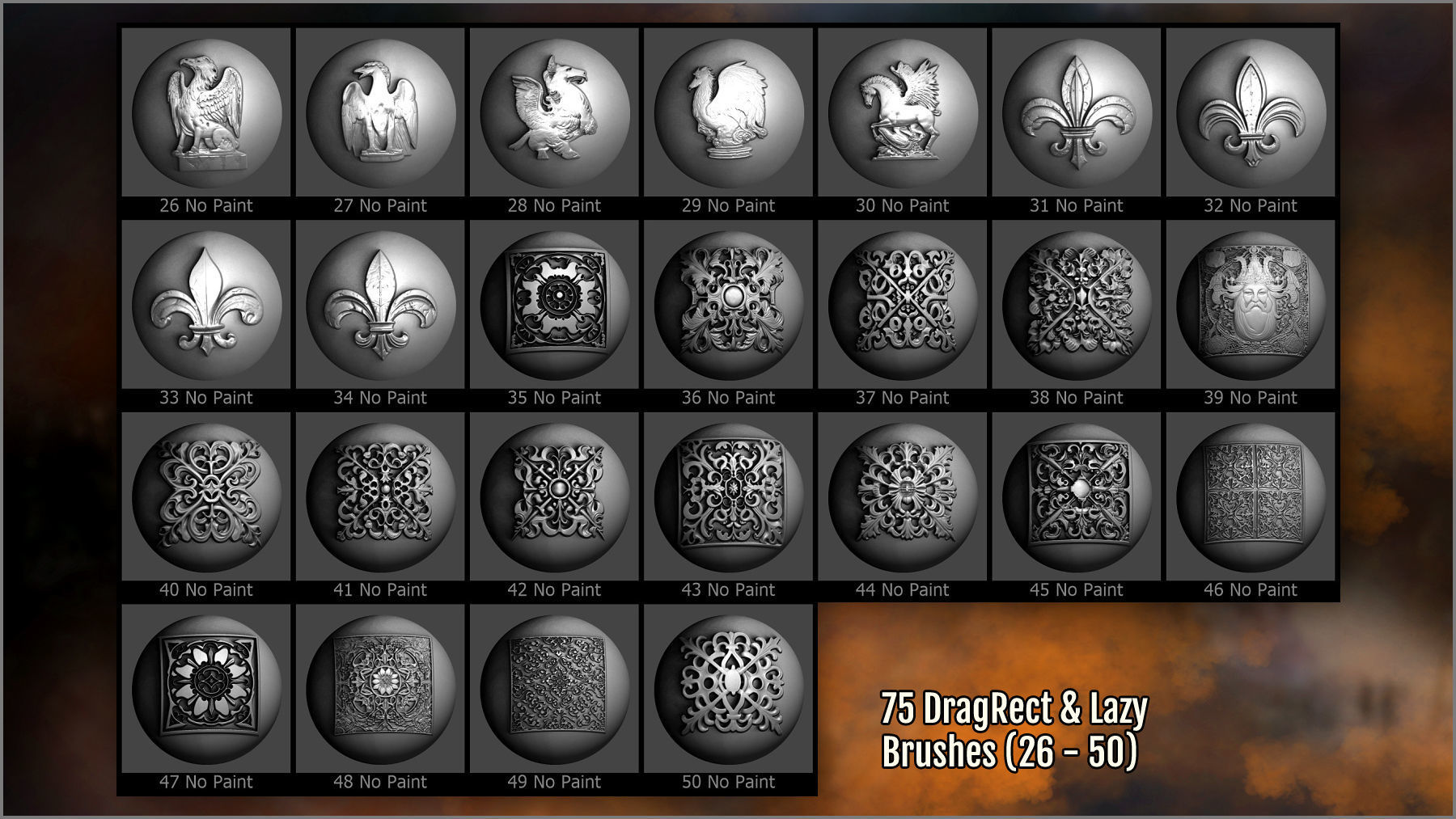 Medieval Maker 300 ZBrush Brushes And 75 Alphas 3D model_7